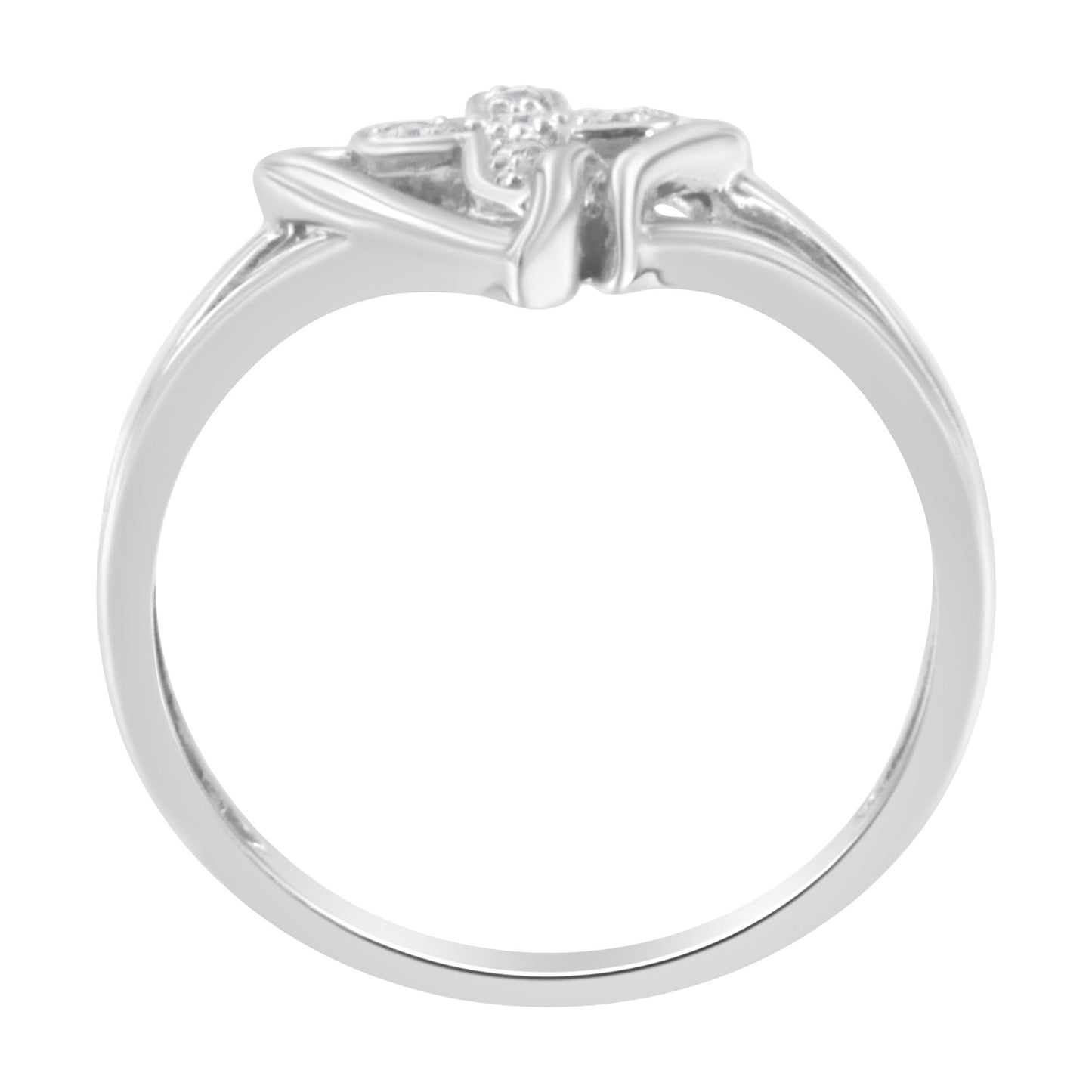 10K White Gold Diamond-Accented Cross & Open Heart Promise Fashion Ring (H-I