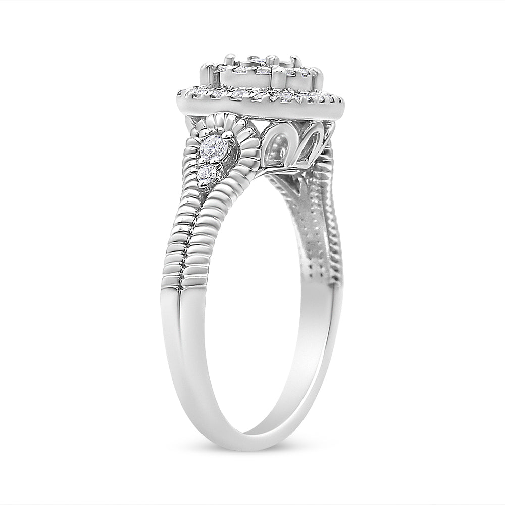 .925 Sterling Silver 1/3 Cttw Miracle Set Round-Cut Diamond Cocktail Ring (H-I