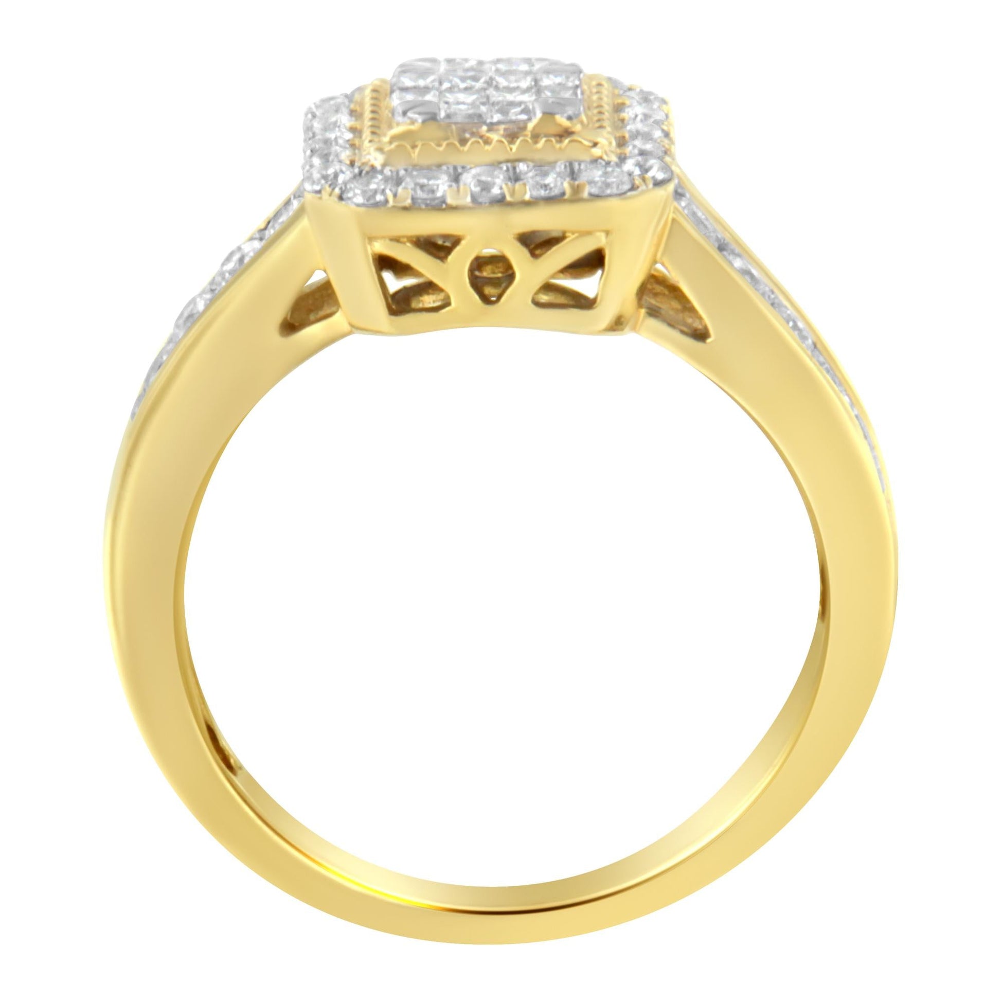 10KT Yellow Gold Diamond Cocktail Ring (5/8 cttw H-I Color SI2-I1 Clarity) - 7