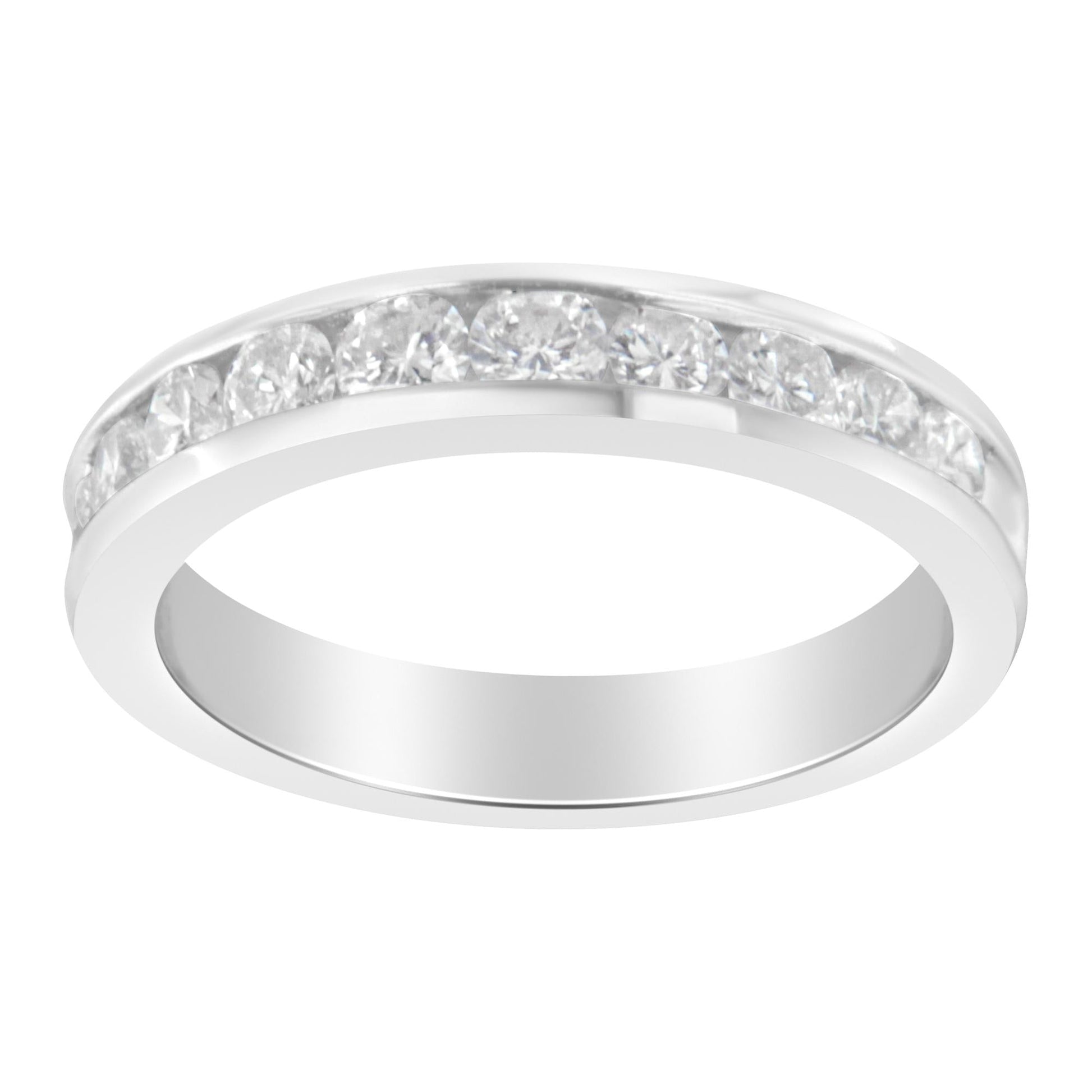 IGI Certified 1.0 Cttw Diamond 18K White Gold Channel-Set Half-Eternity Band