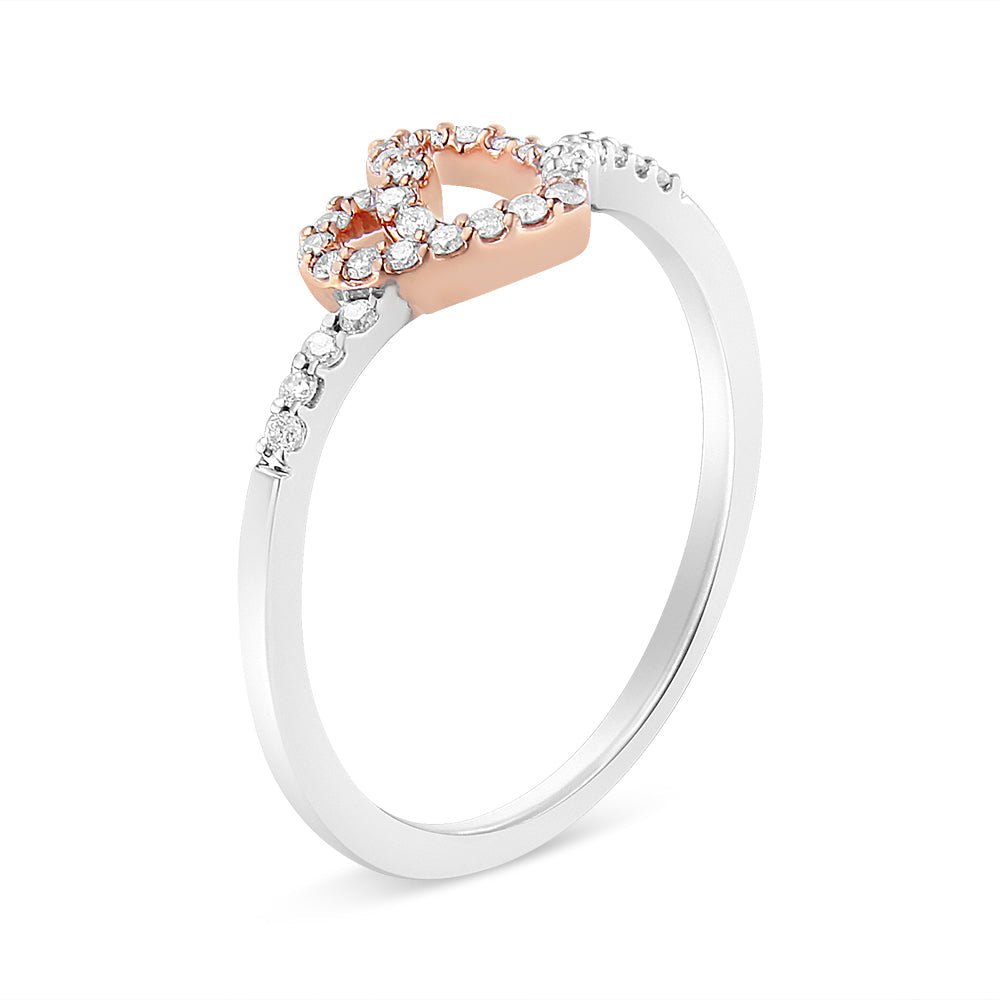 14K Rose Gold Plated and White.925 Sterling Silver 1/5 Cttw Round-Cut Diamond