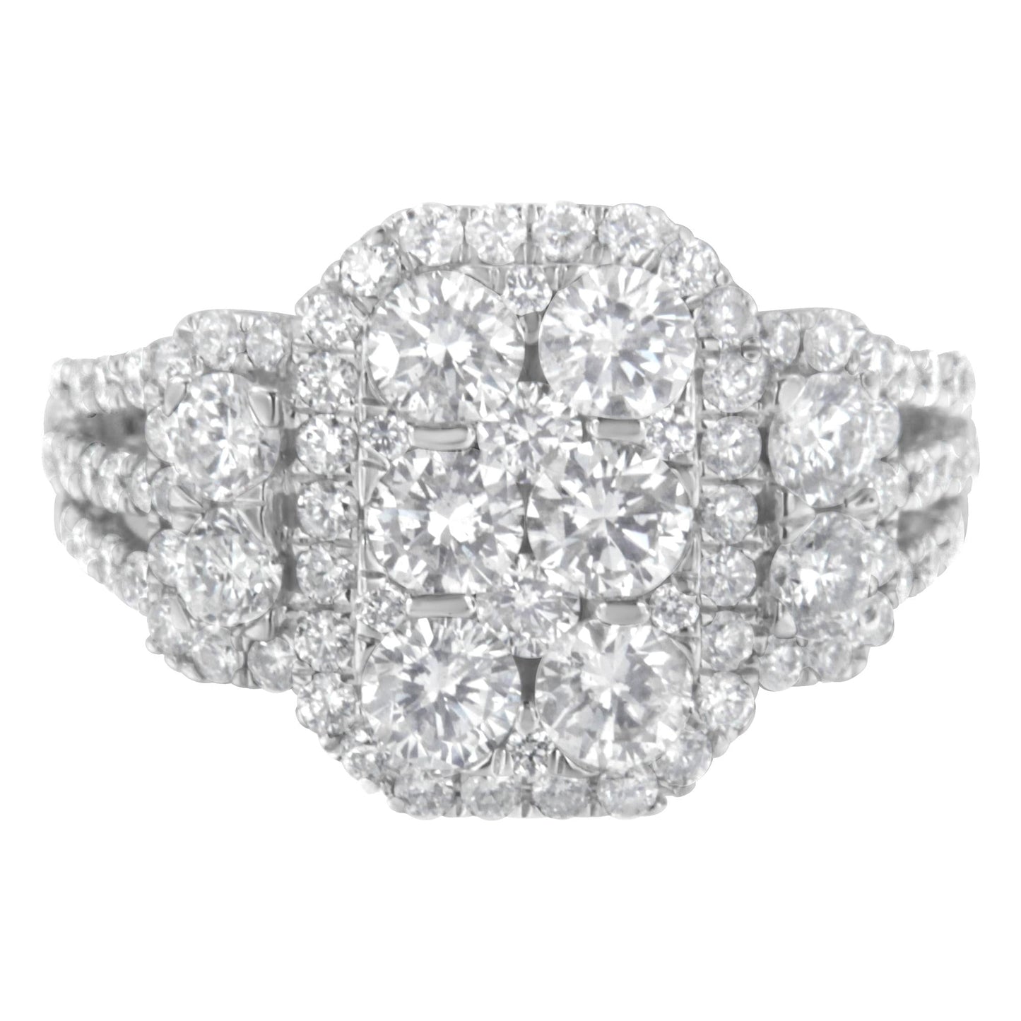 14K White Gold 2 1/4 Cttw Diamond Cocktail Cluster Ring (G-H Color SI2-I1