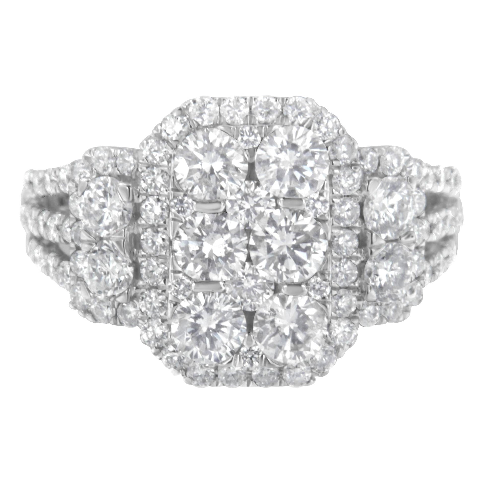 14K White Gold 2 1/4 Cttw Diamond Cocktail Cluster Ring (G-H Color SI2-I1