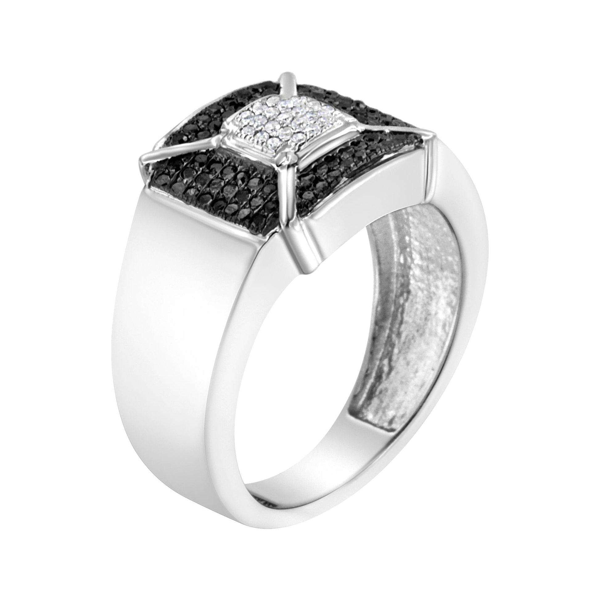 .925 Sterling Silver 3/8 Cttw Composite Enhanced Black and White Diamond