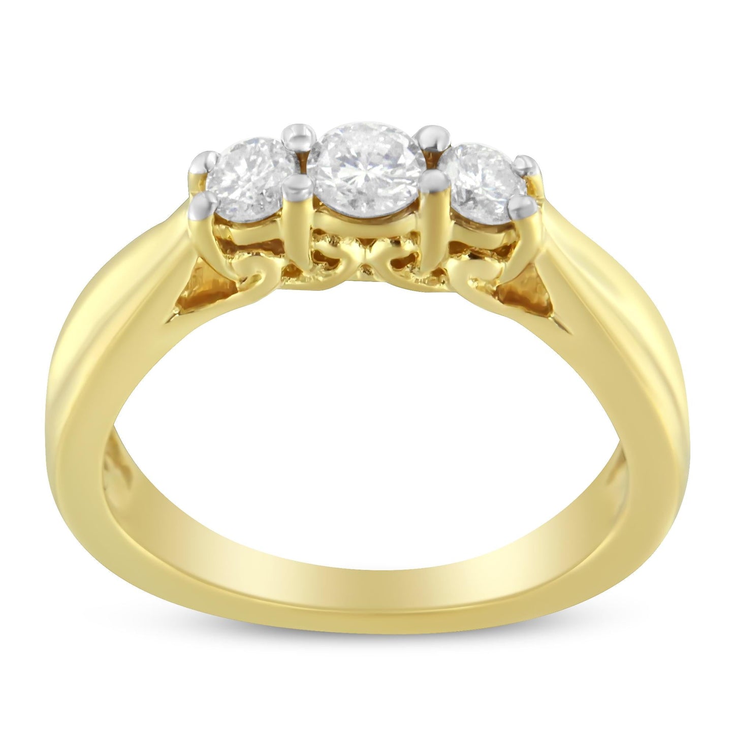 10K Yellow Gold Three-stone Diamond Ring (0.50 cttw J-K Color I2-I3 Clarity)