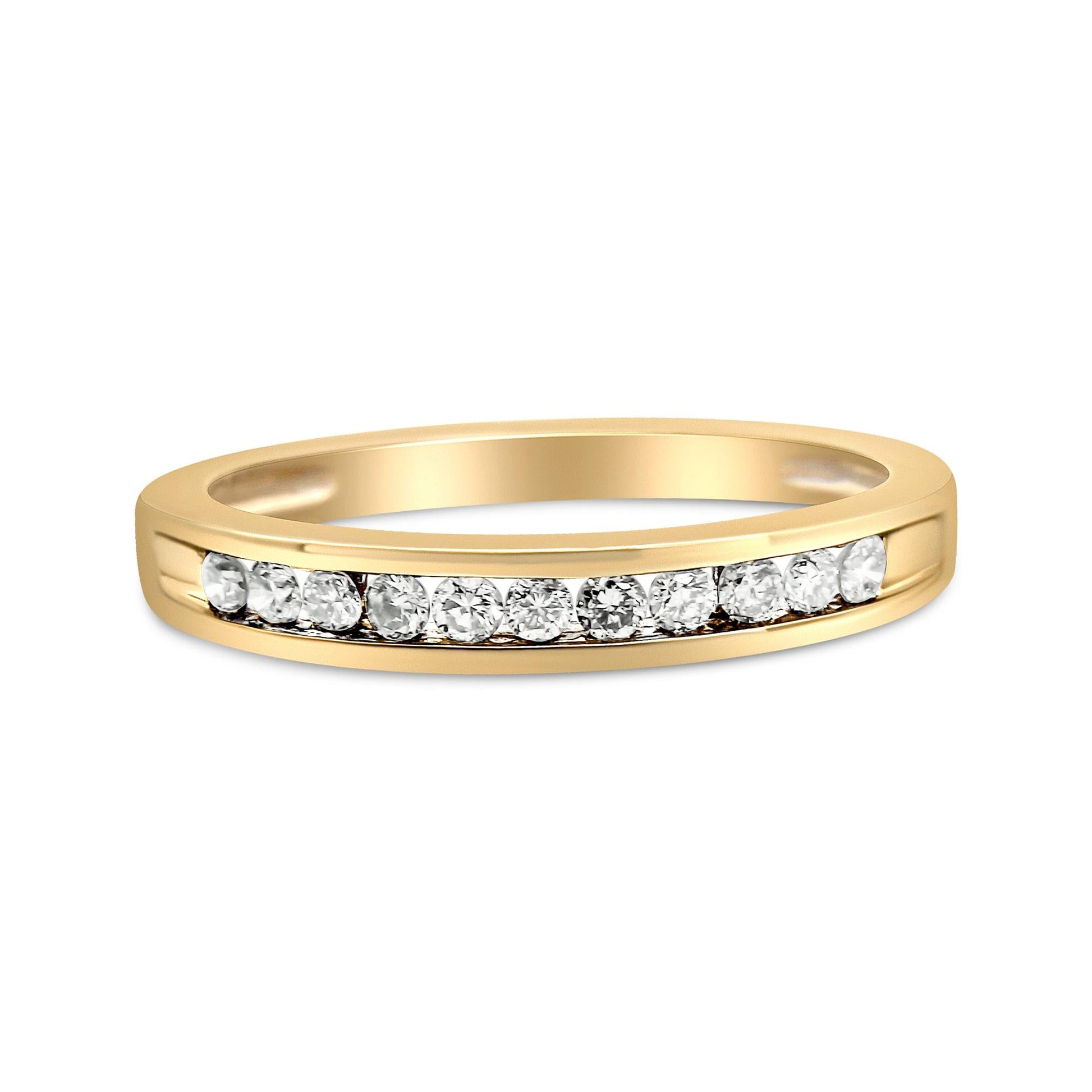 10K Yellow Gold Plated.925 Sterling Silver 1/4 Cttw Channel Set Round Diamond