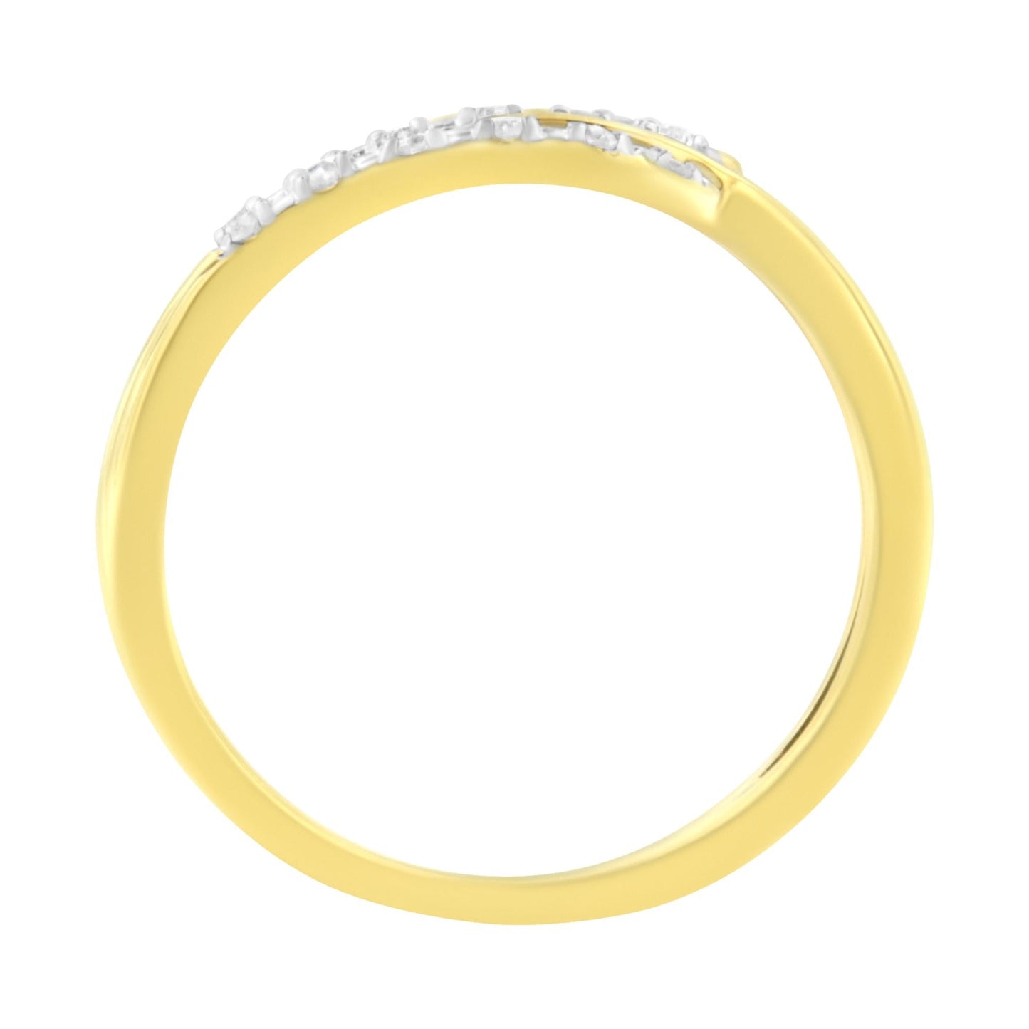 10K Yellow Gold Plated.925 Sterling Silver 1/10 Cttw Round-Cut Diamond Fashion