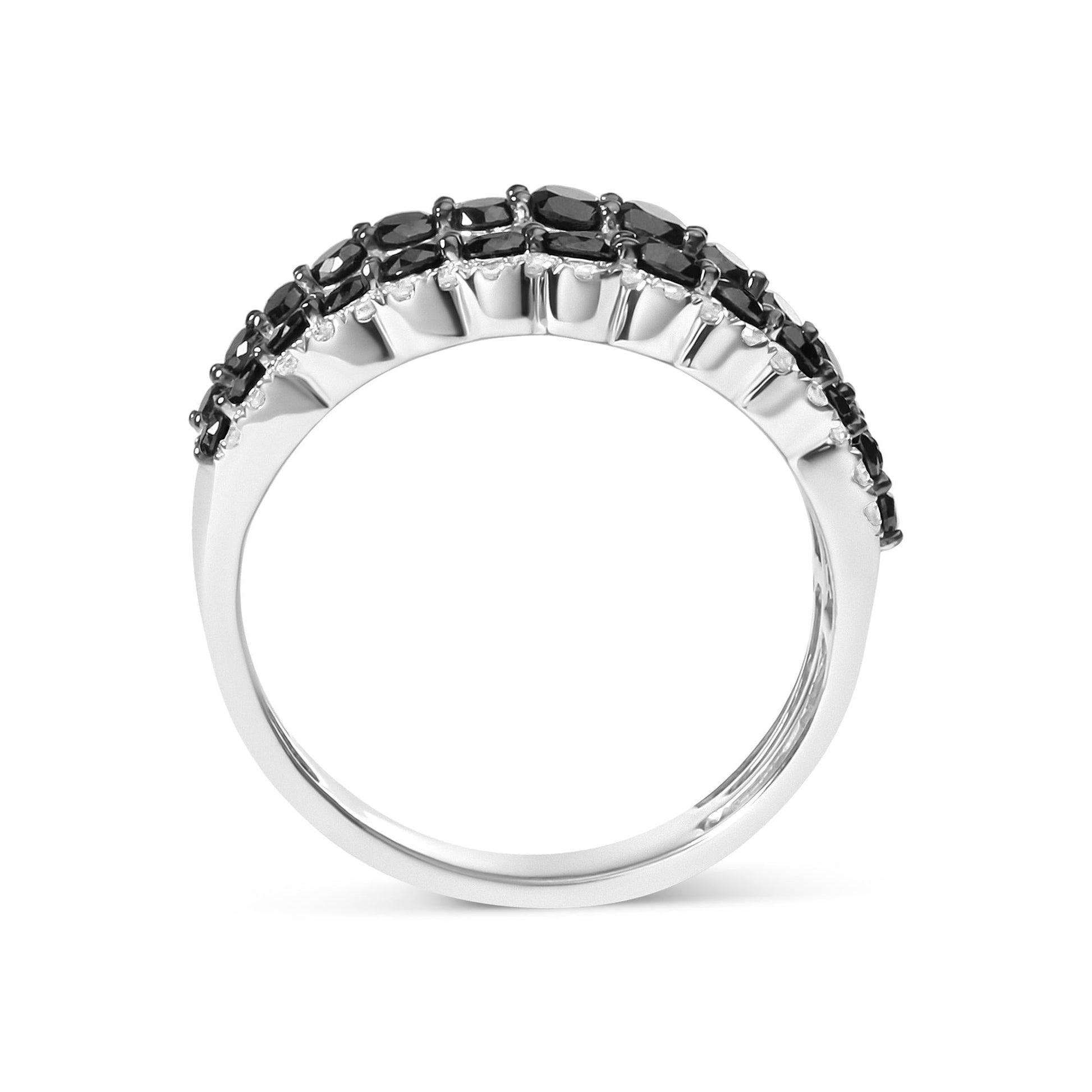 .925 Sterling Silver 1 3/4 Cttw Treated Black and White Alternating Diamond