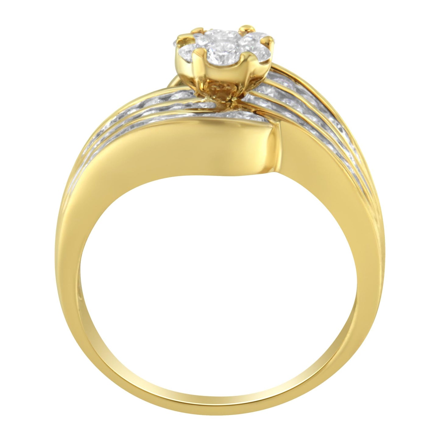 14K Yellow Gold Diamond Cocktail Bypass Ring (1 1/2 Cttw H-I Color SI2-I1