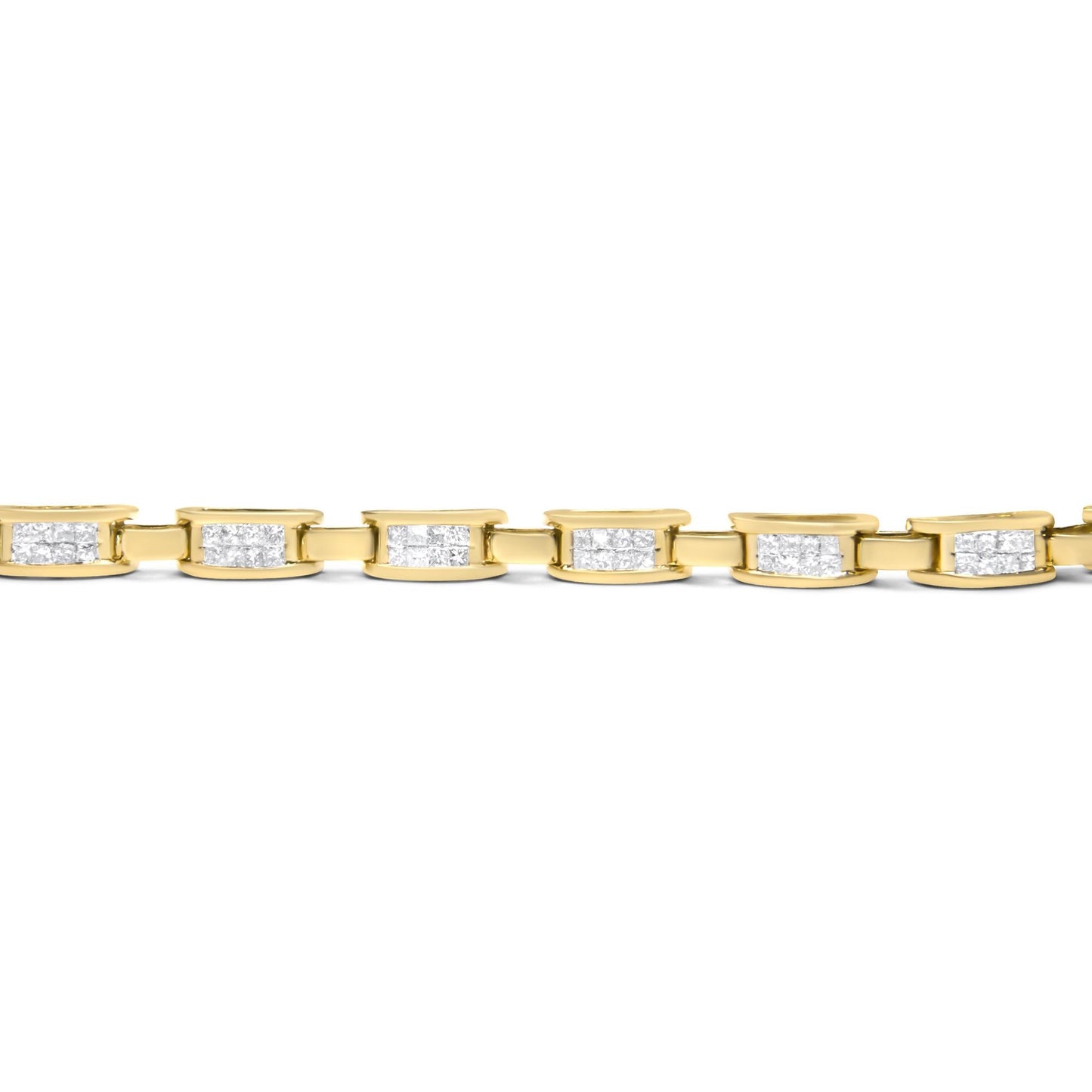 10K Yellow Gold 2.0 Cttw Invisible-Set Princess Cut Diamond Rectangular Link