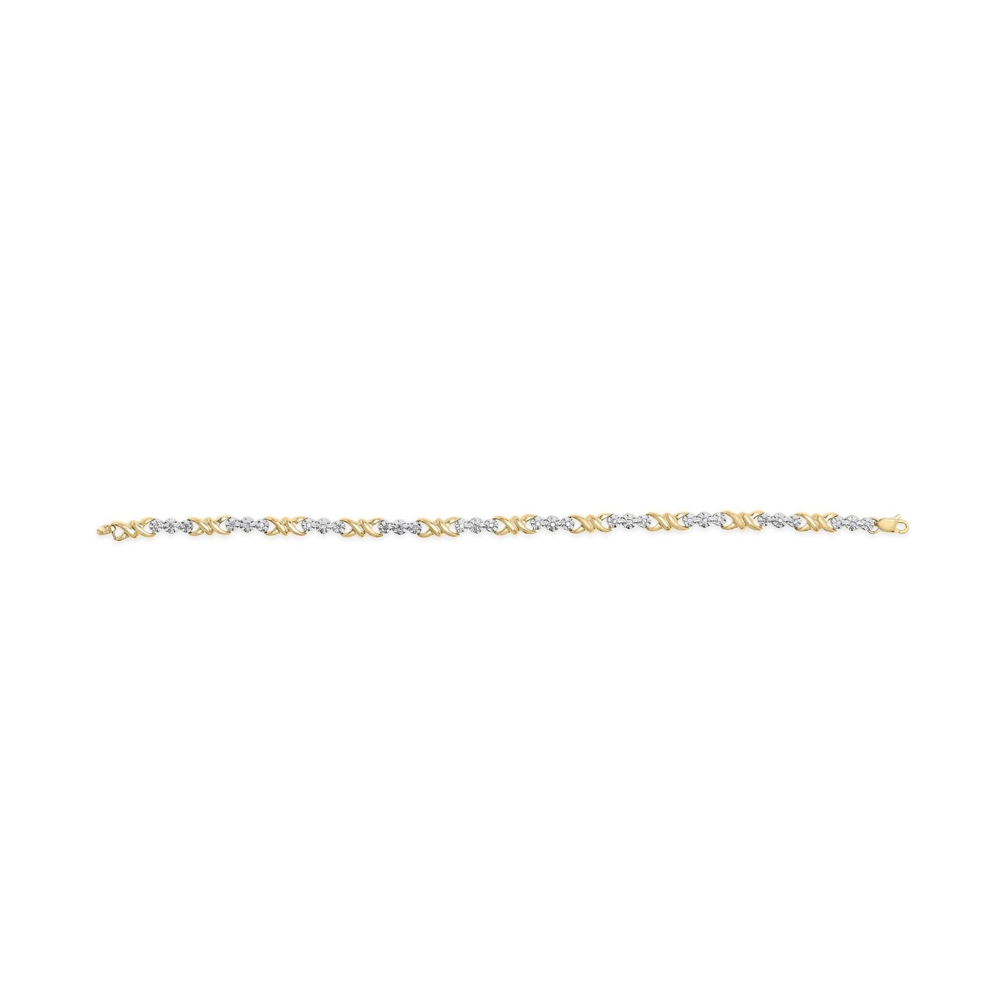 10k Yellow Gold 1/3 Cttw Diamond 3 Stone and X-Link Bracelet (I-J Color I1-I2