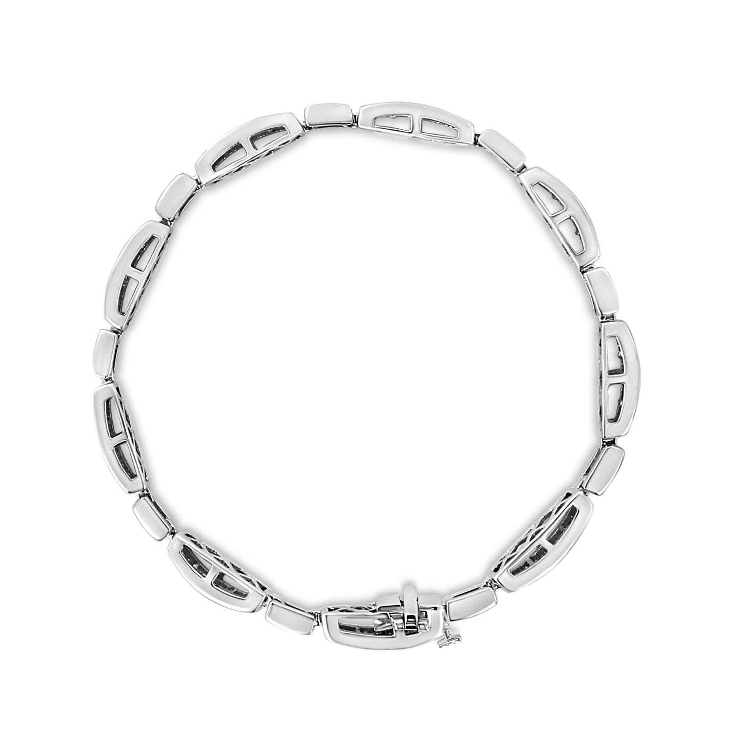 14K White Gold 2.00 Cttw Invisble-Set Princess Diamond Link Bracelet (I1-I2