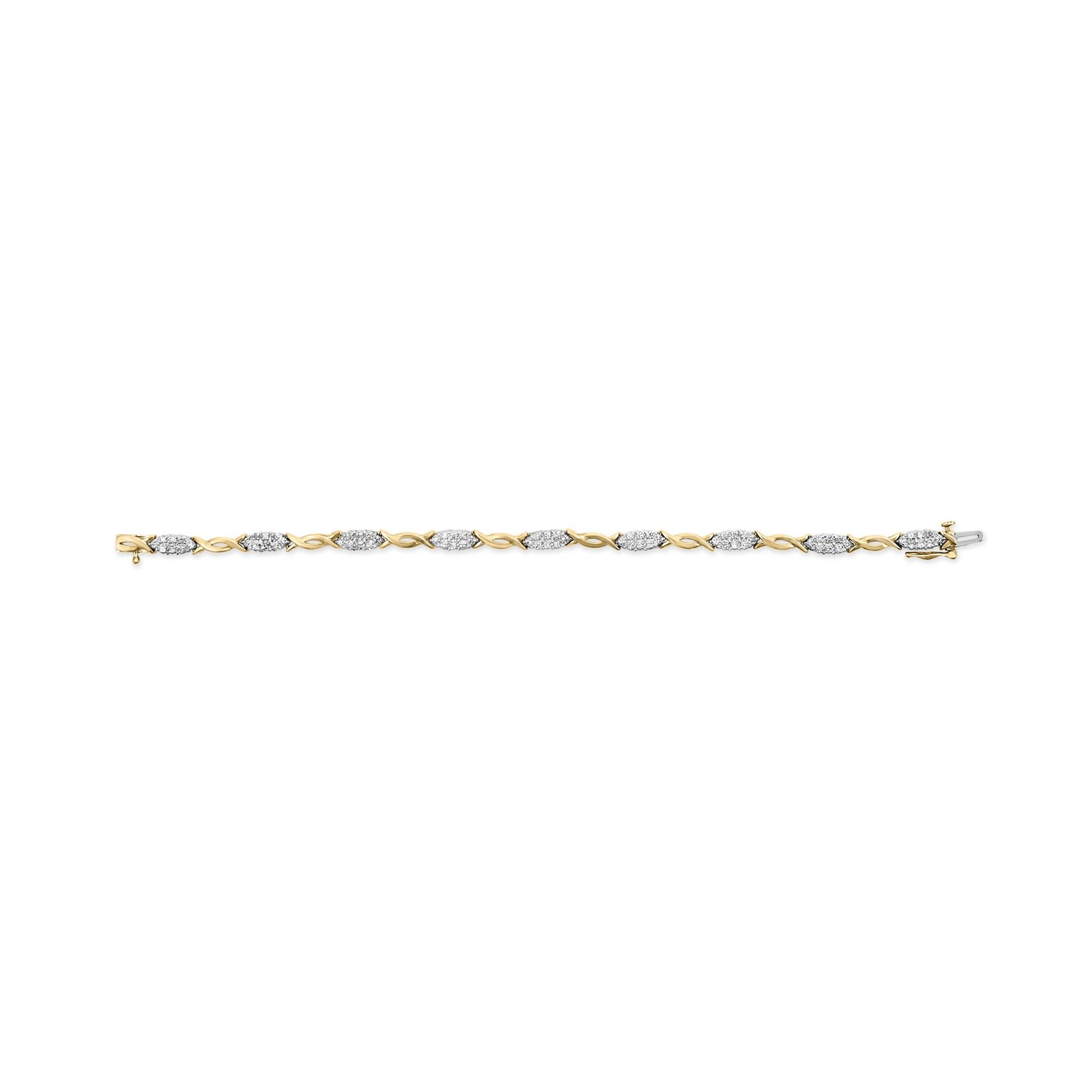 10K Yellow Gold 1.00 Cttw Round-Cut Diamond Spiral Link 7’’ Bracelet (H-I