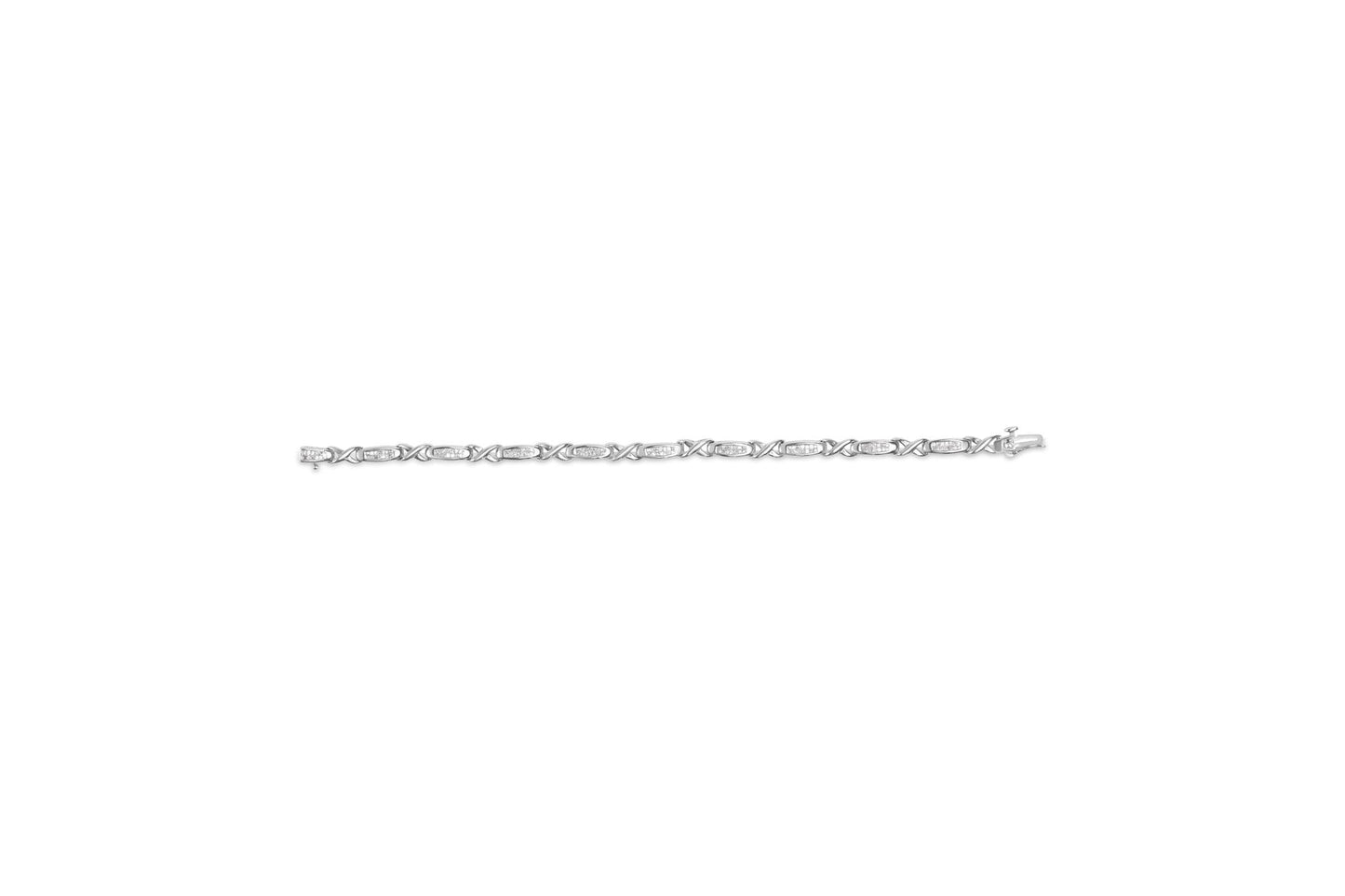 14K White Gold 1.0 Cttw Invisible-Set Princess Diamond Tennis Bracelet (H-I