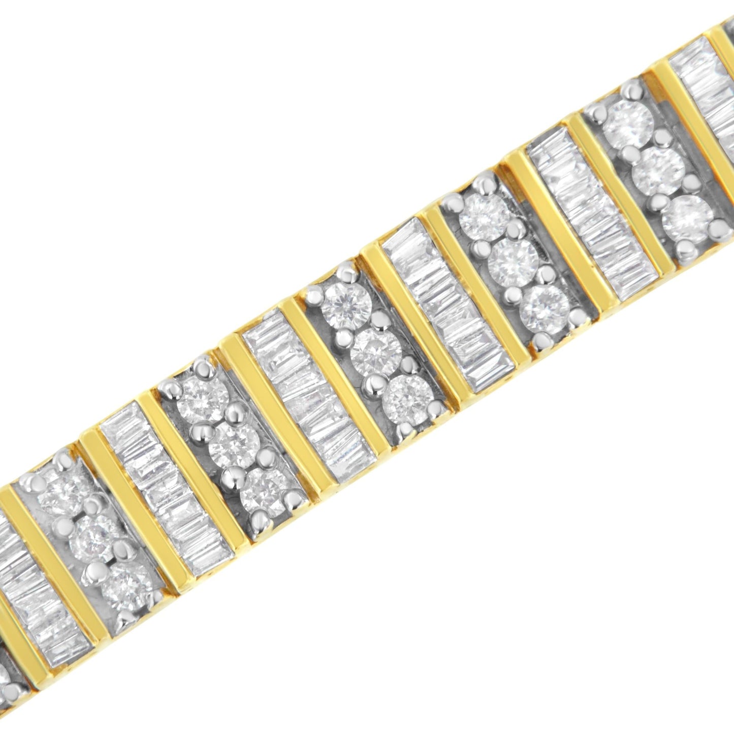 14K Yellow Gold Round and Baguette-Cut Diamond Bracelet (5.50 cttw H-I Color