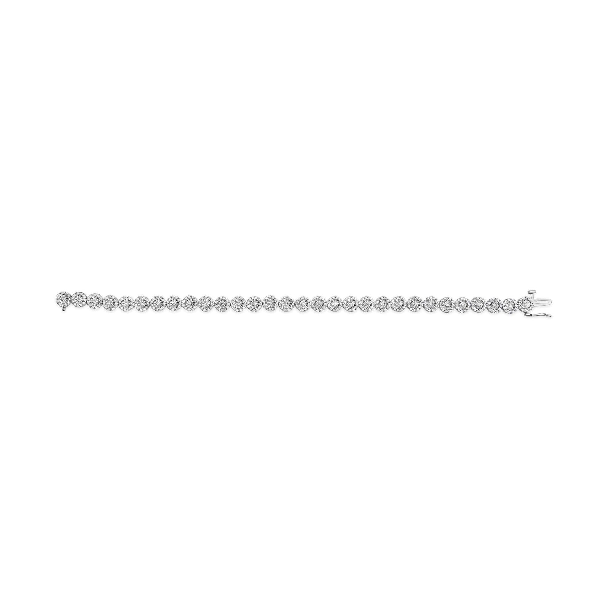 14K White Gold 2.00 Cttw Diamond Halo Link Tennis Bracelet (H-I Color I1-I2