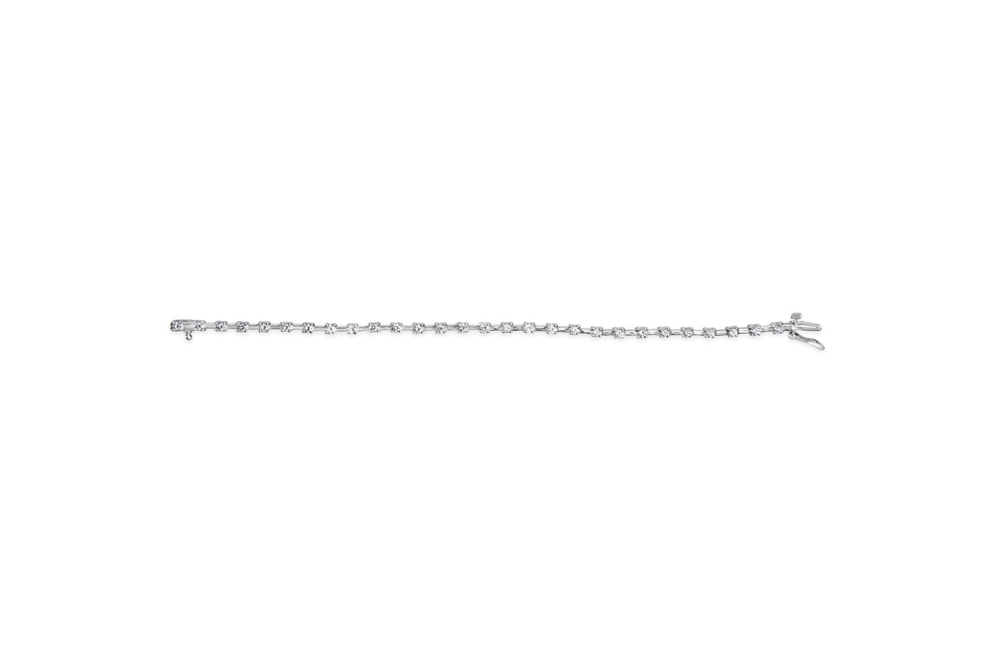 14K White Gold 2.00 Cttw Diamond Bar and Link Tennis Bracelet (H-I Color