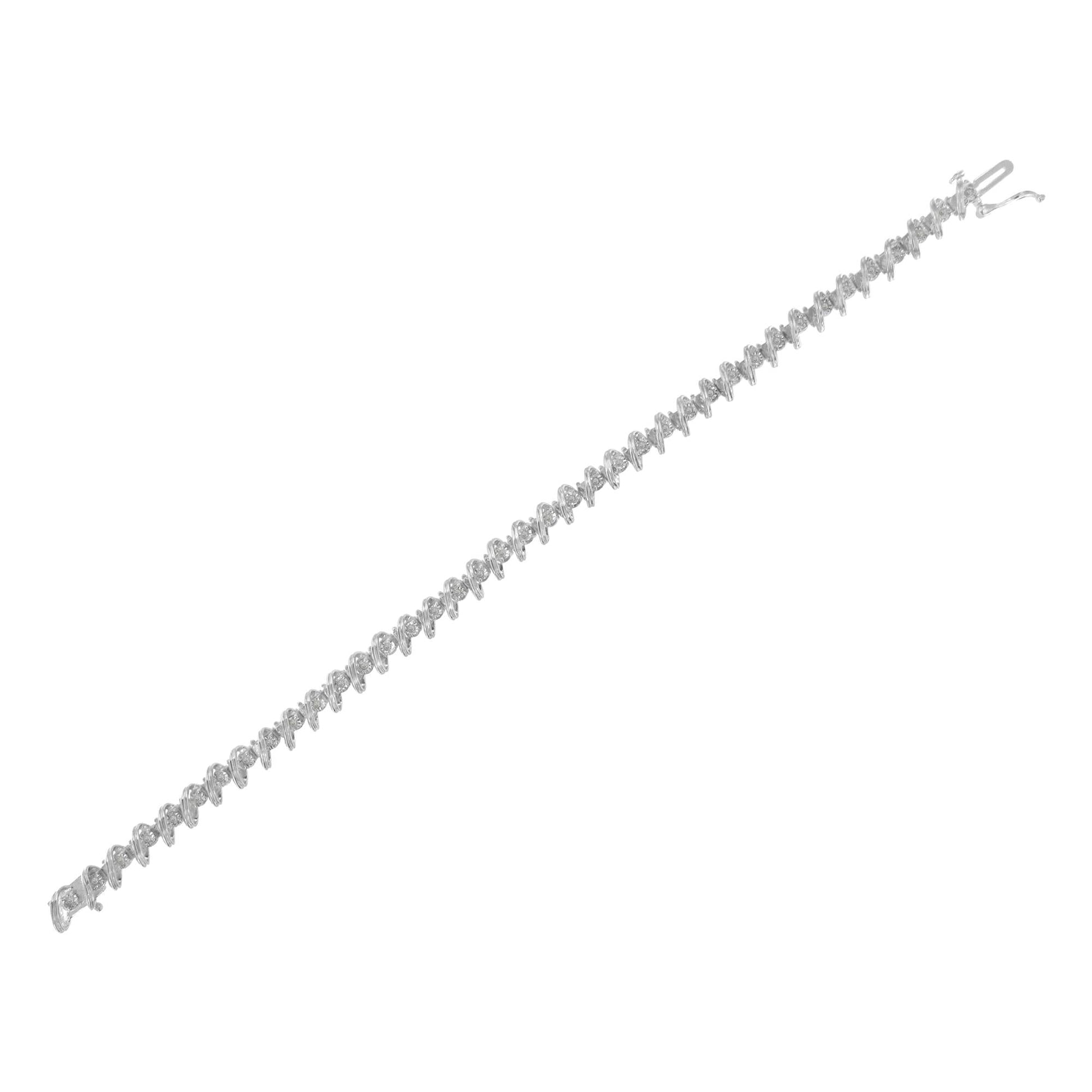 .925 Sterling Silver 1/4 cttw Miracle Set Diamond S Curve Link Bracelet (I-J