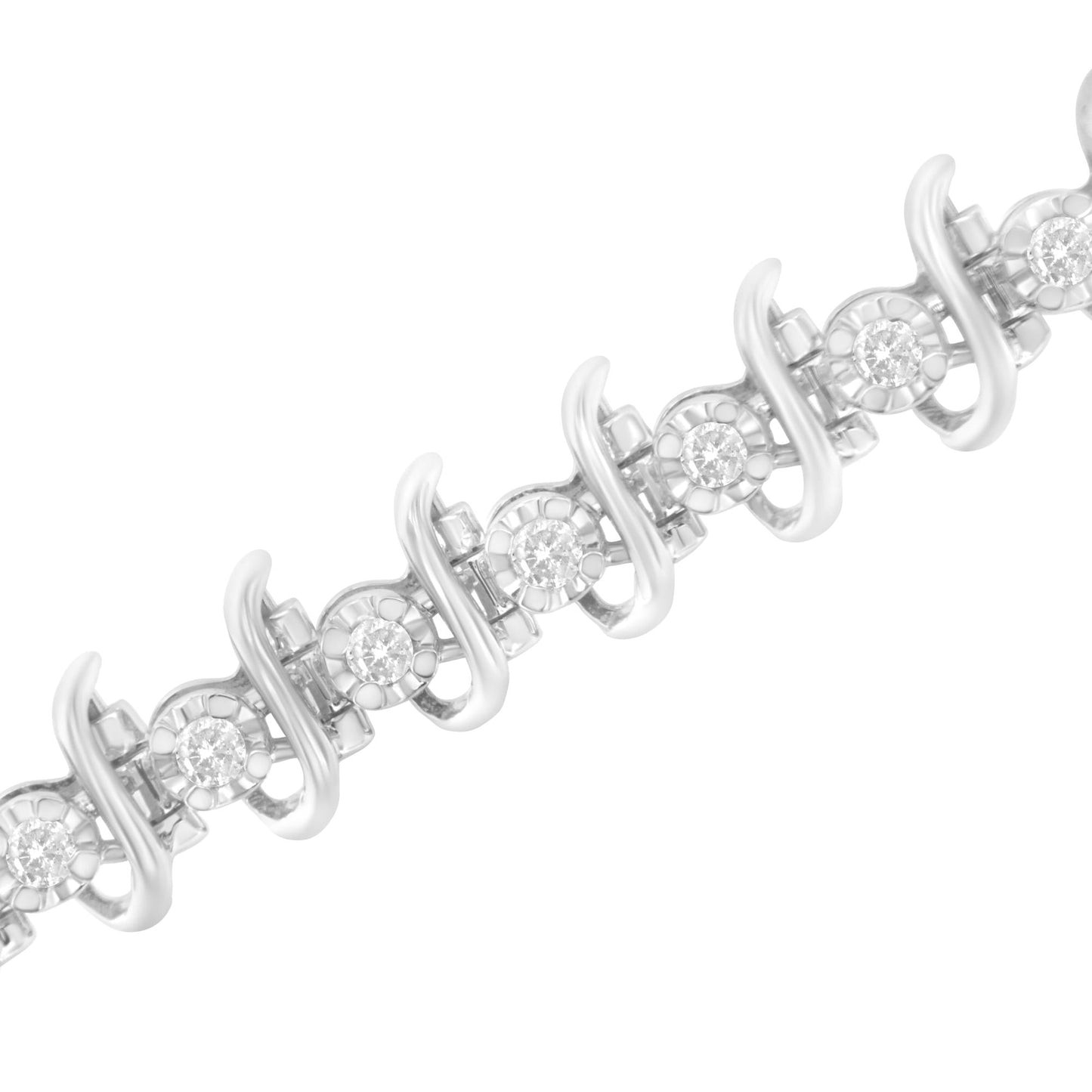 .925 Sterling Silver 1 cttw Prong-Set Diamond Link Bracelet (I-J I1-I2)