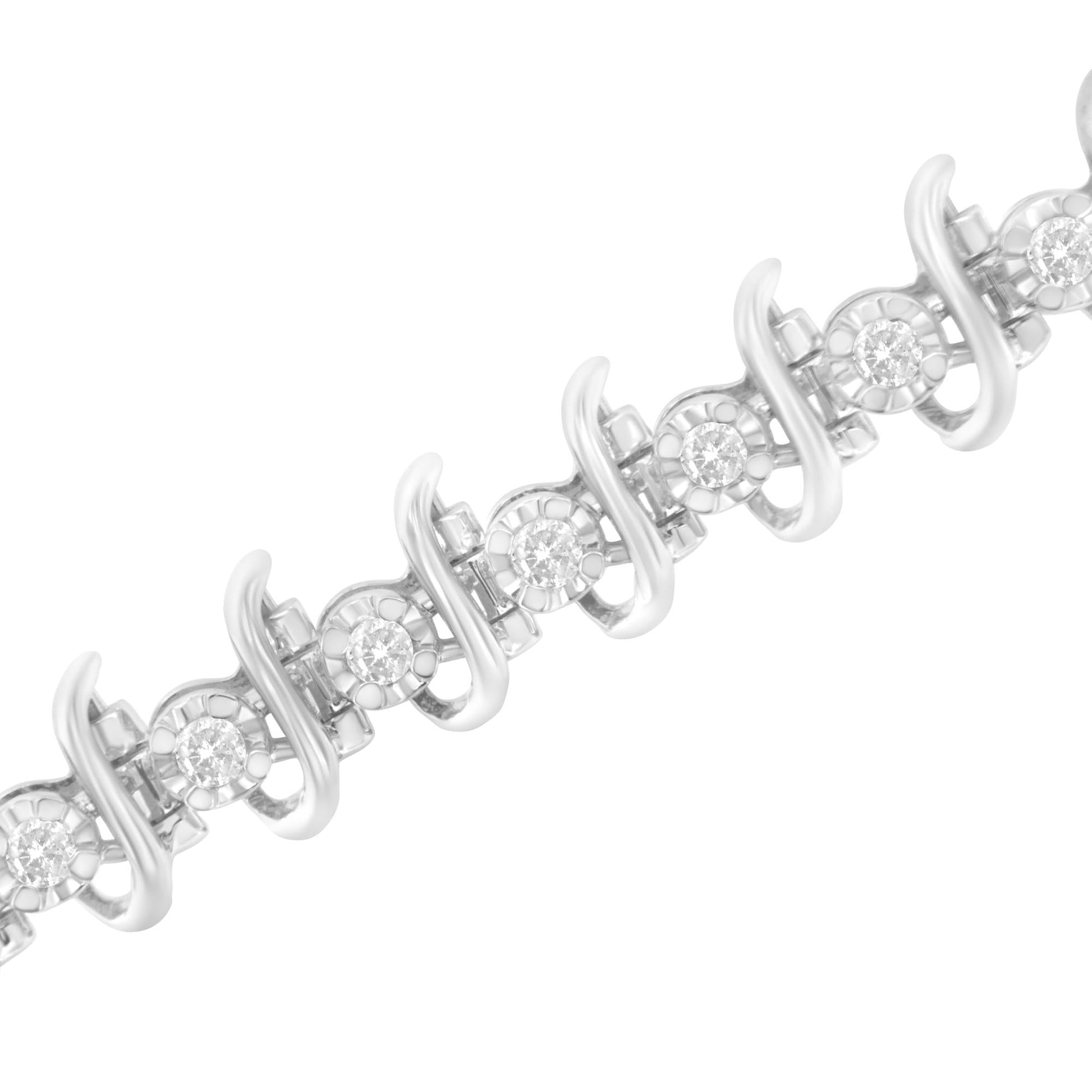 .925 Sterling Silver 1 cttw Prong-Set Diamond Link Bracelet (I-J I1-I2)