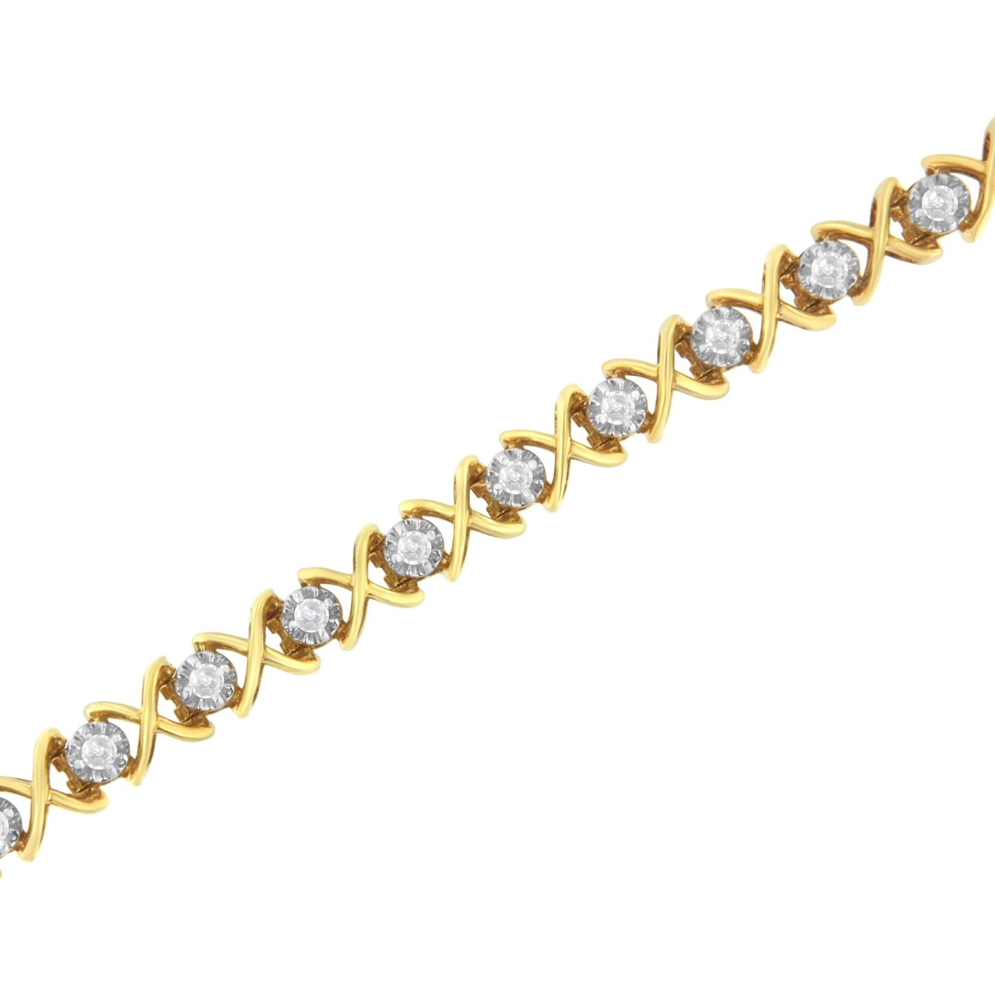 10K Yellow Gold Plated Sterling Silver 1 cttw Diamond Link Bracelet (J-K