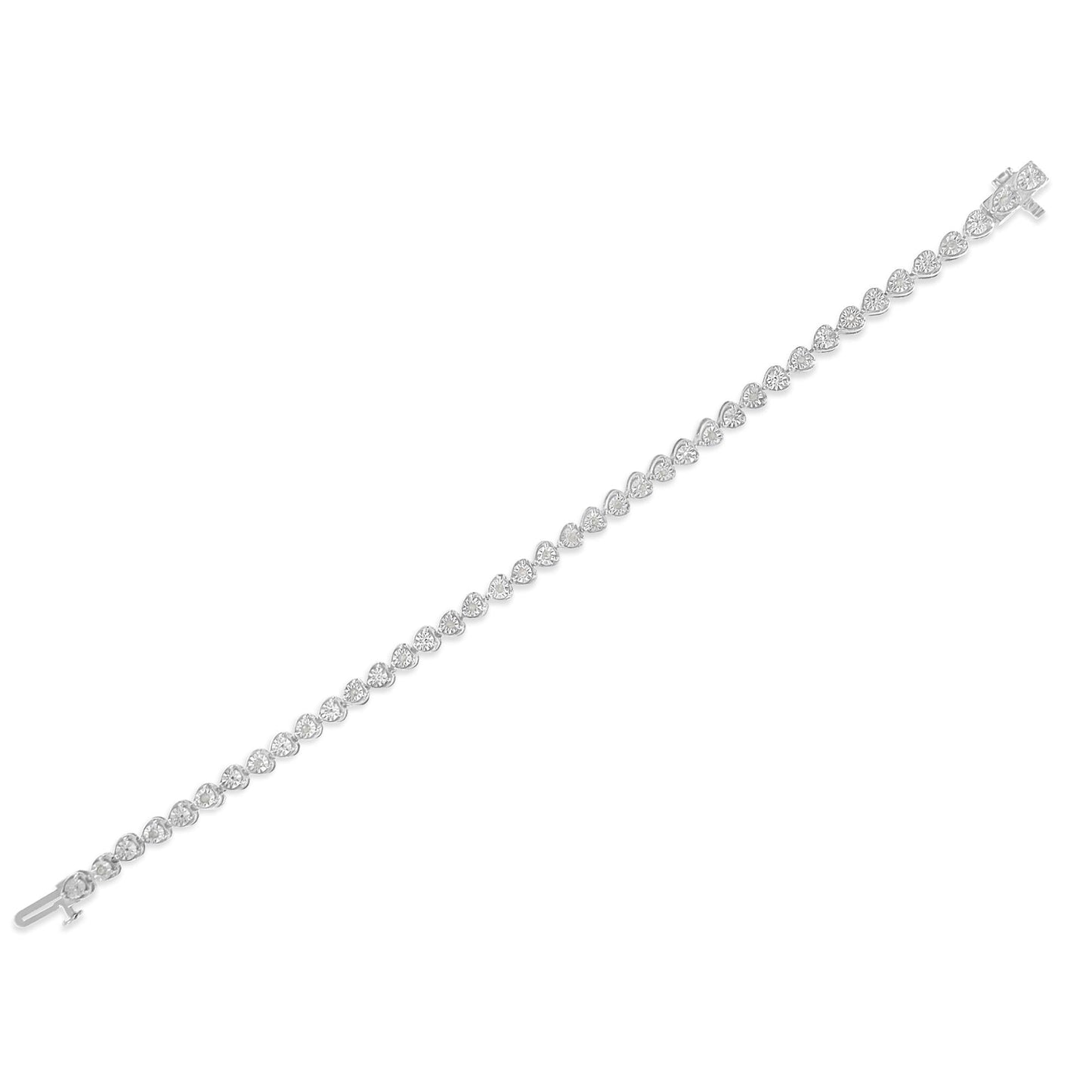 Sterling Silver Diamond Heart Tennis Link Bracelet (1/4 cttw I-J Color I3