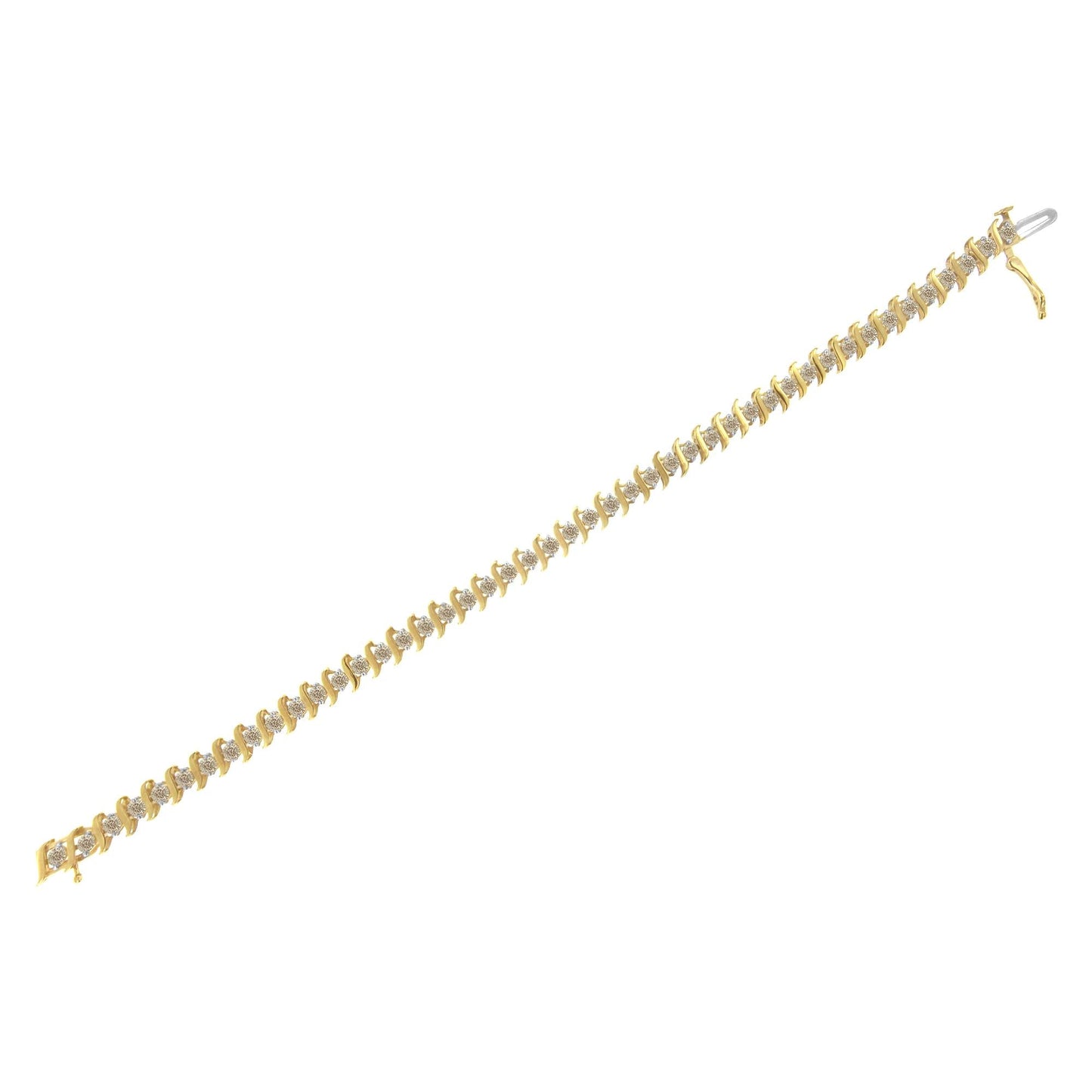 10KT Yellow Gold Diamond S-Link Bracelet (3 cttw J-K Color I2-I3 Clarity)