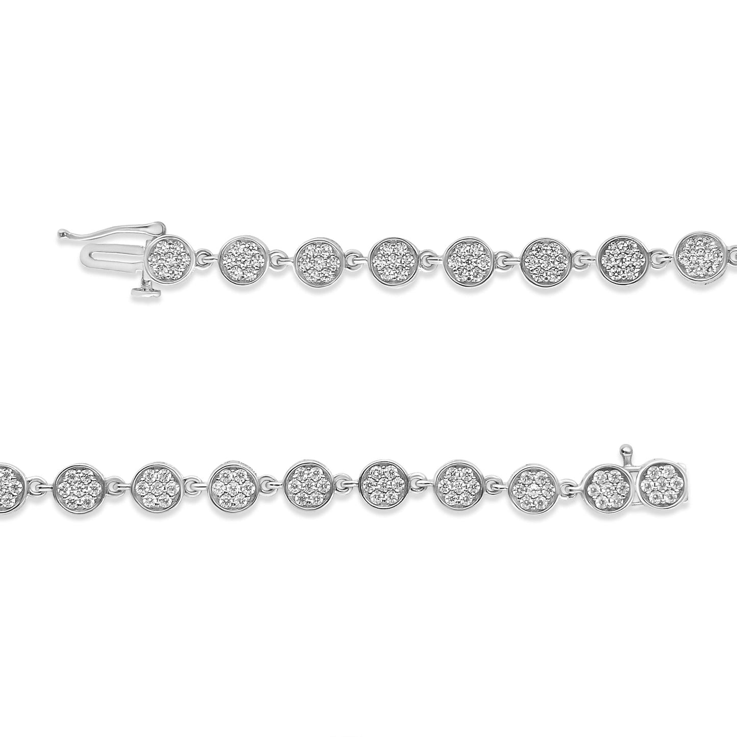 .925 Sterling Silver 2.0 Cttw Round Diamond Link Bracelet (G-H Color I1-I2