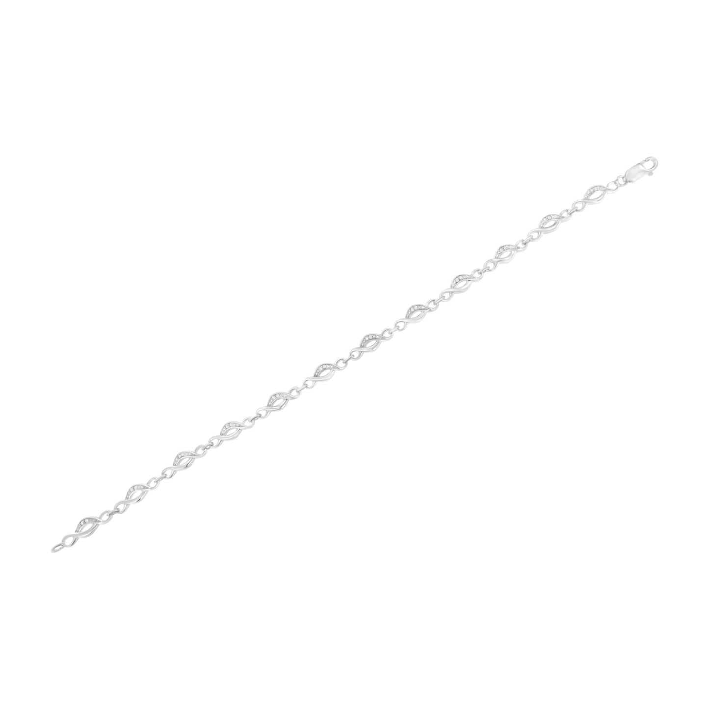 .925 Sterling Silver Prong Set Round-Cut Diamond Accent Infinity Link Bracelet