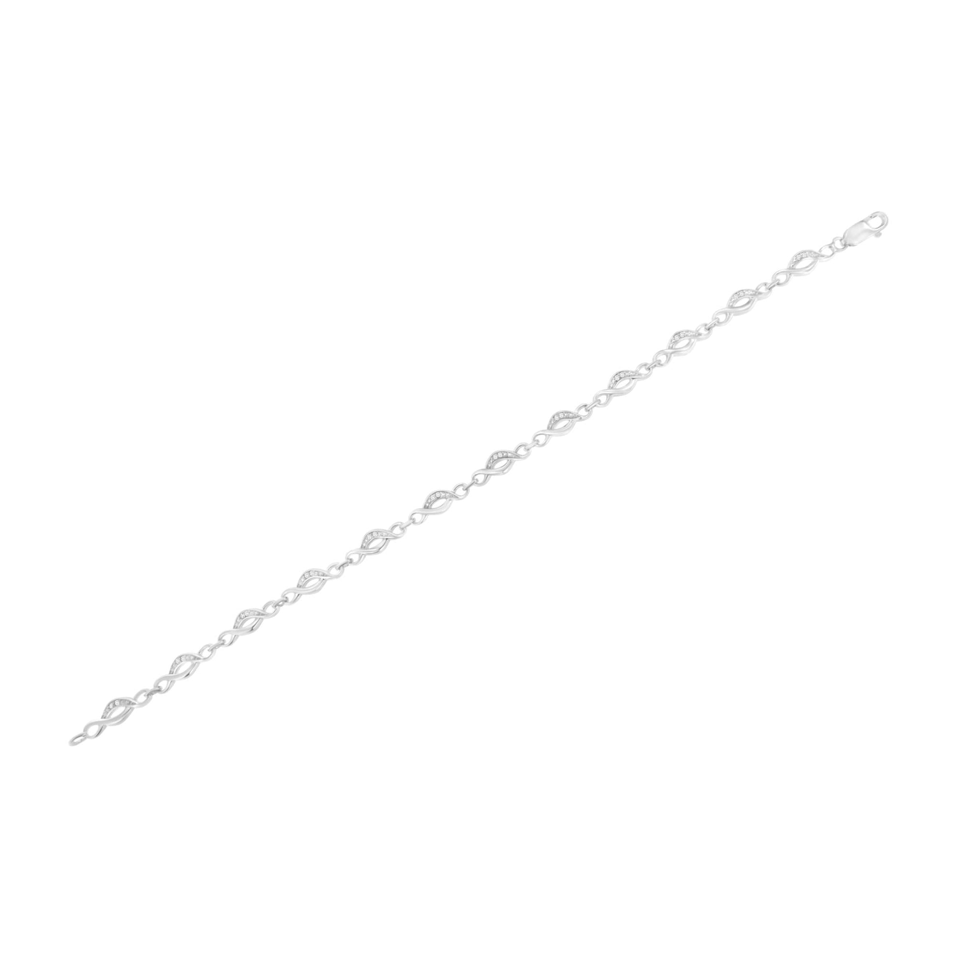 .925 Sterling Silver Prong Set Round-Cut Diamond Accent Infinity Link Bracelet