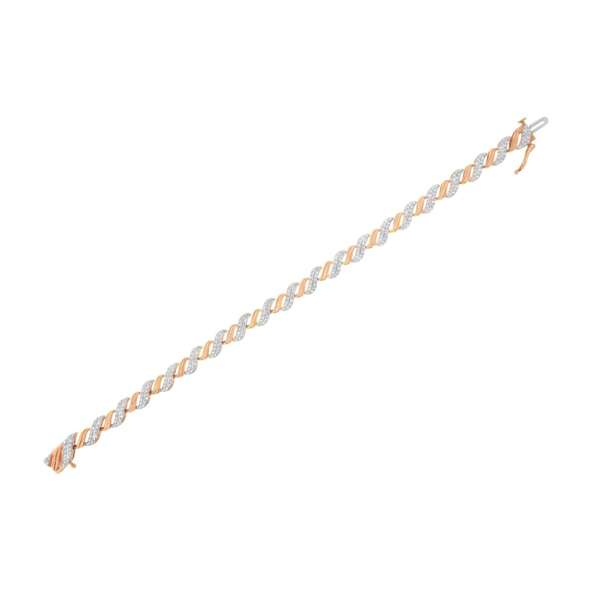 10K Rose Gold Plated.925 Sterling Silver 1/4 cttw Prong Set Round-Cut Diamond