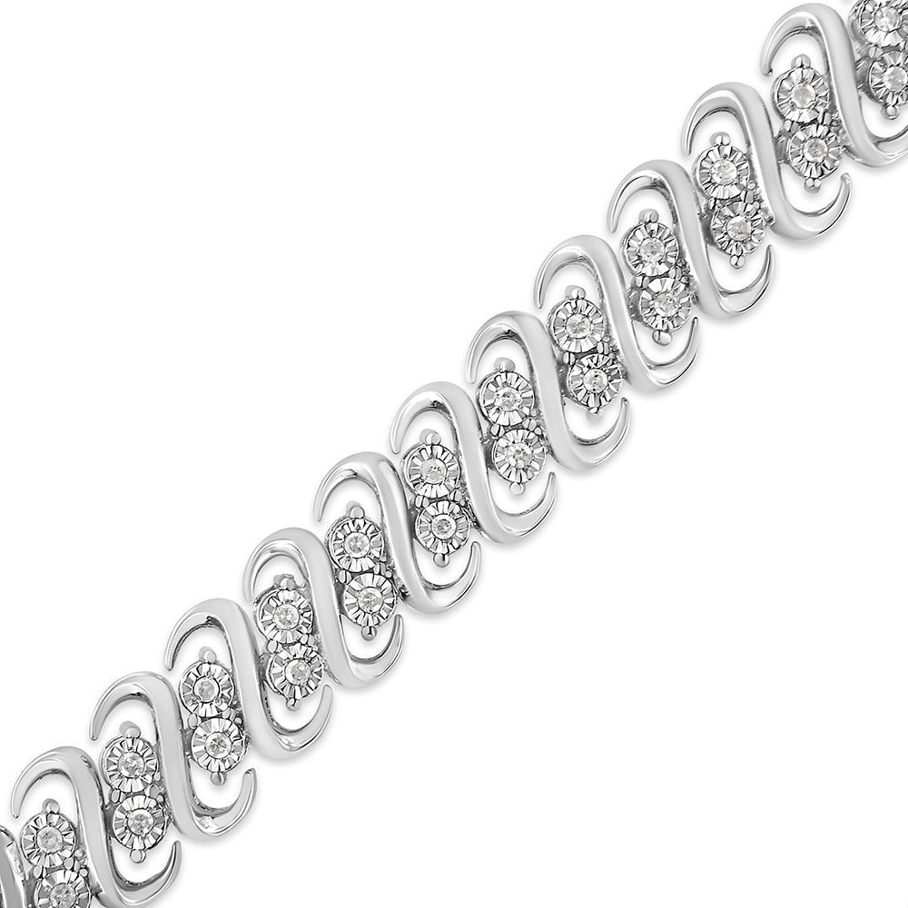 .925 Sterling 1/2 Cttw Diamond Double Row S-Link Bracelet (I-J Color I2-I3