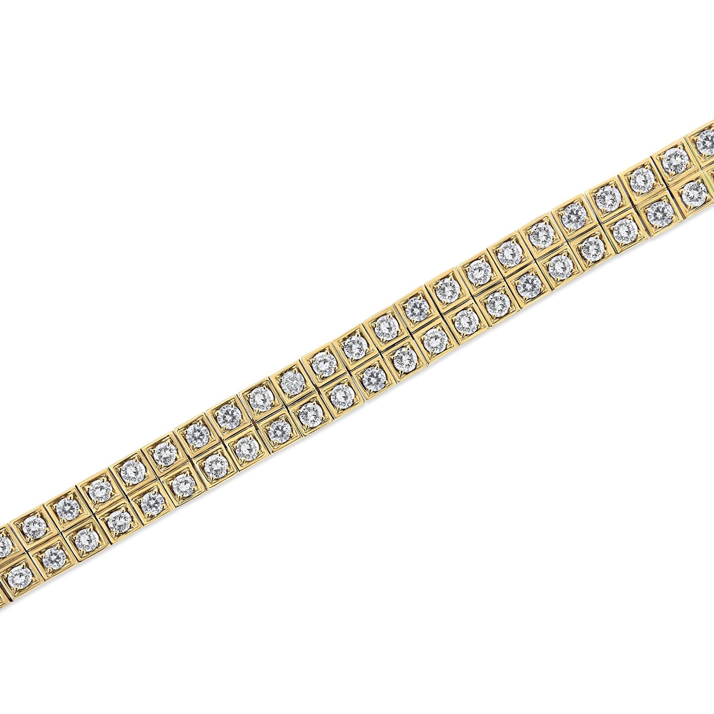 10K Yellow Gold 8.00 Cttw Round-Cut Diamond Two Row Square Link Tennis Bracelet