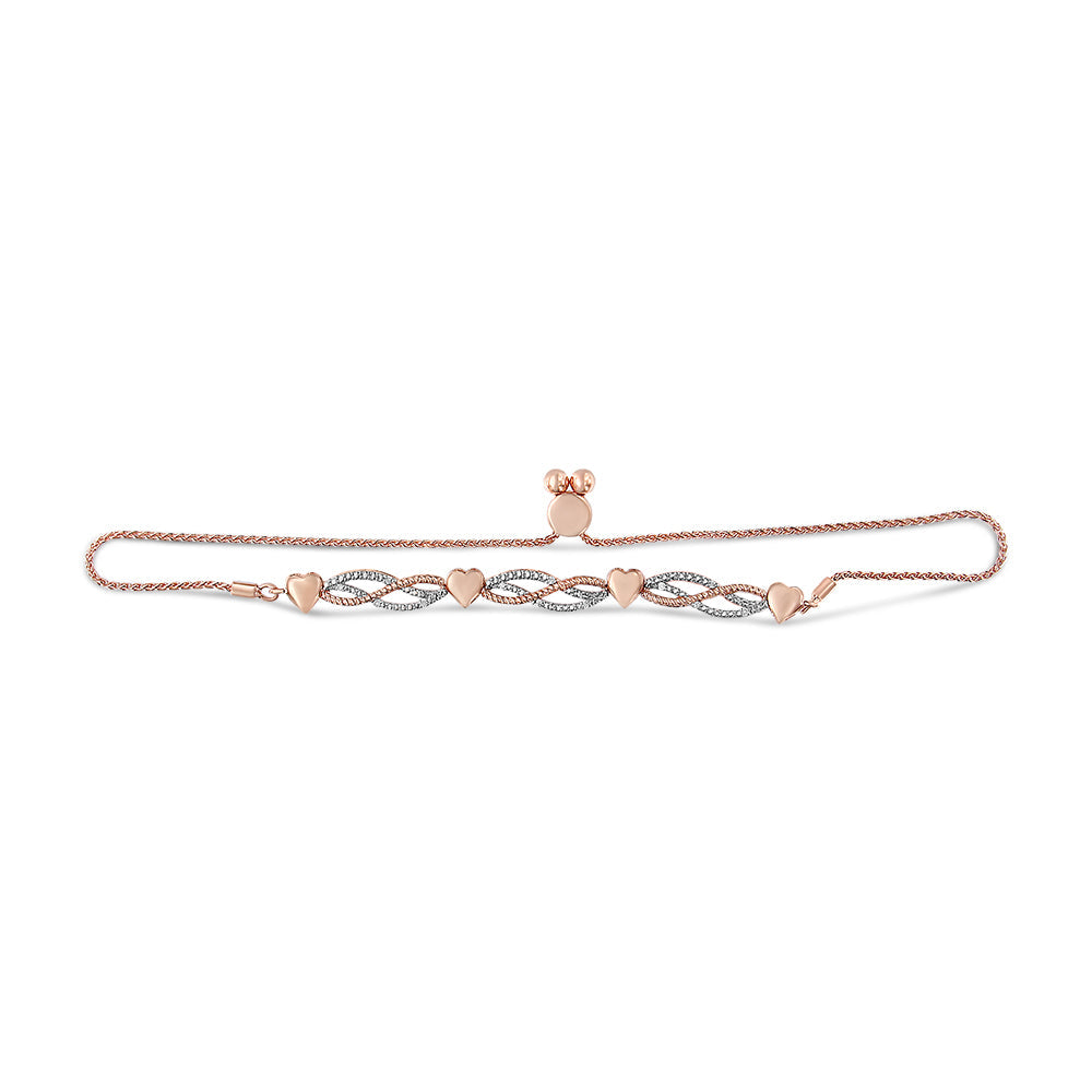 14K Rose Gold Plated.925 Sterling Silver Cttw Diamond Accent Layered Infinity