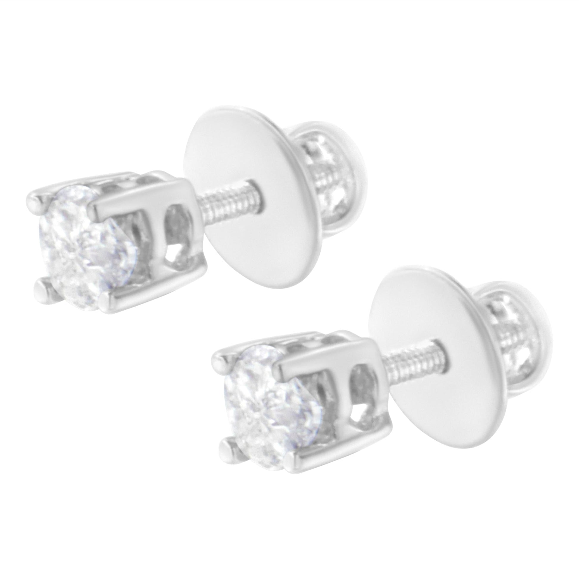 14K White Gold 1/2 Cttw Pie-Cut Diamond Solitaire Stud Earrings (H-I Color