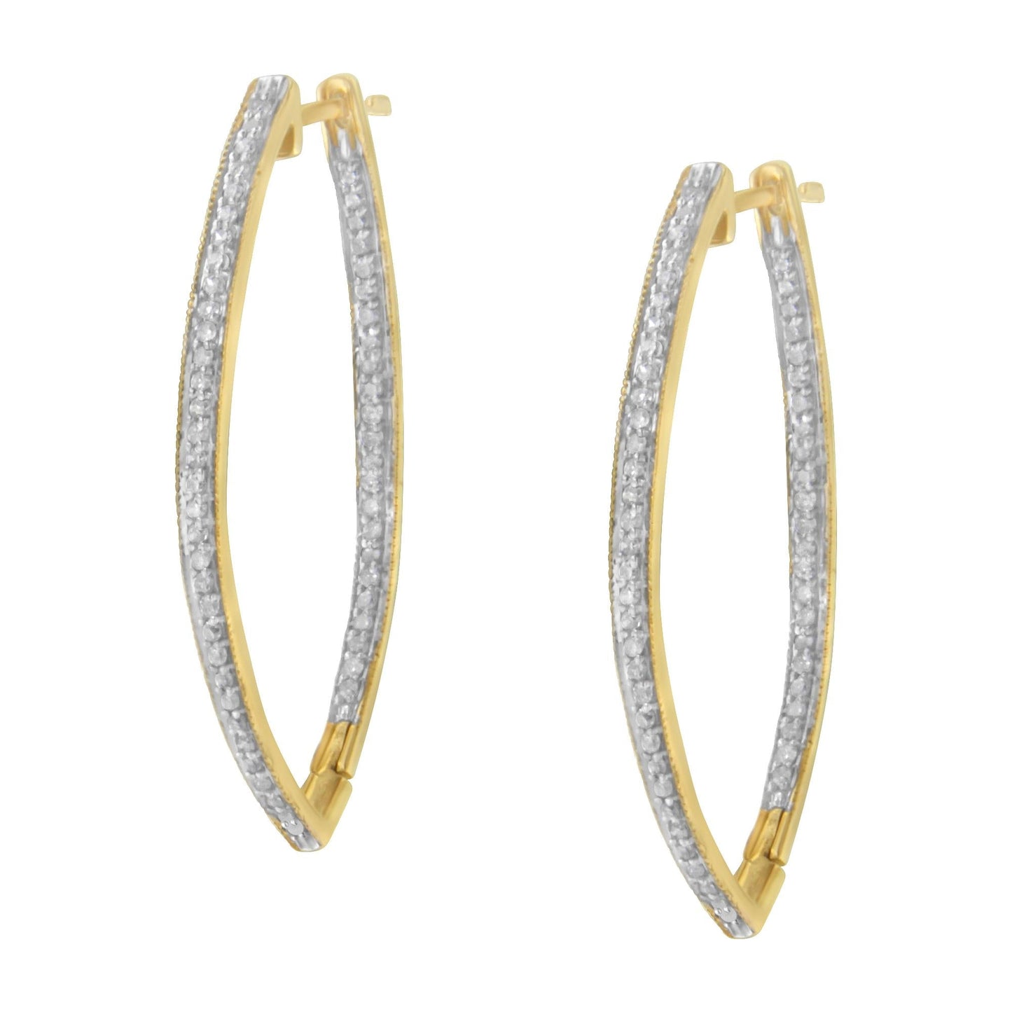 10k Yellow Gold Round Cut Diamond Earrings (1 cttw I-J Color I2-I3 Clarity)