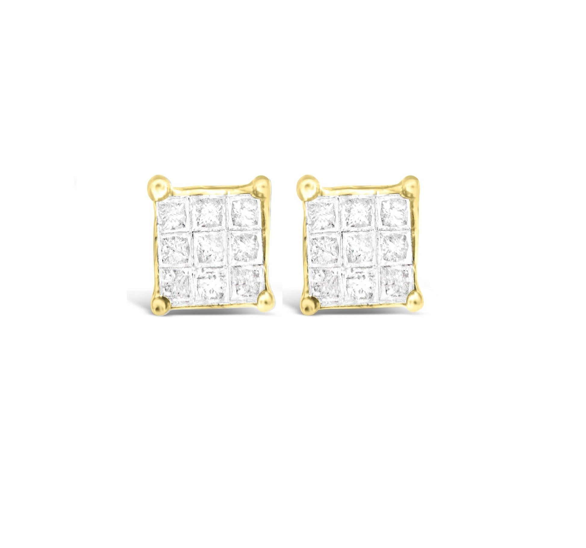 10K Yellow Gold Princess-cut Composite 18-stone Diamond Earrings (0.25 CTTW J-K