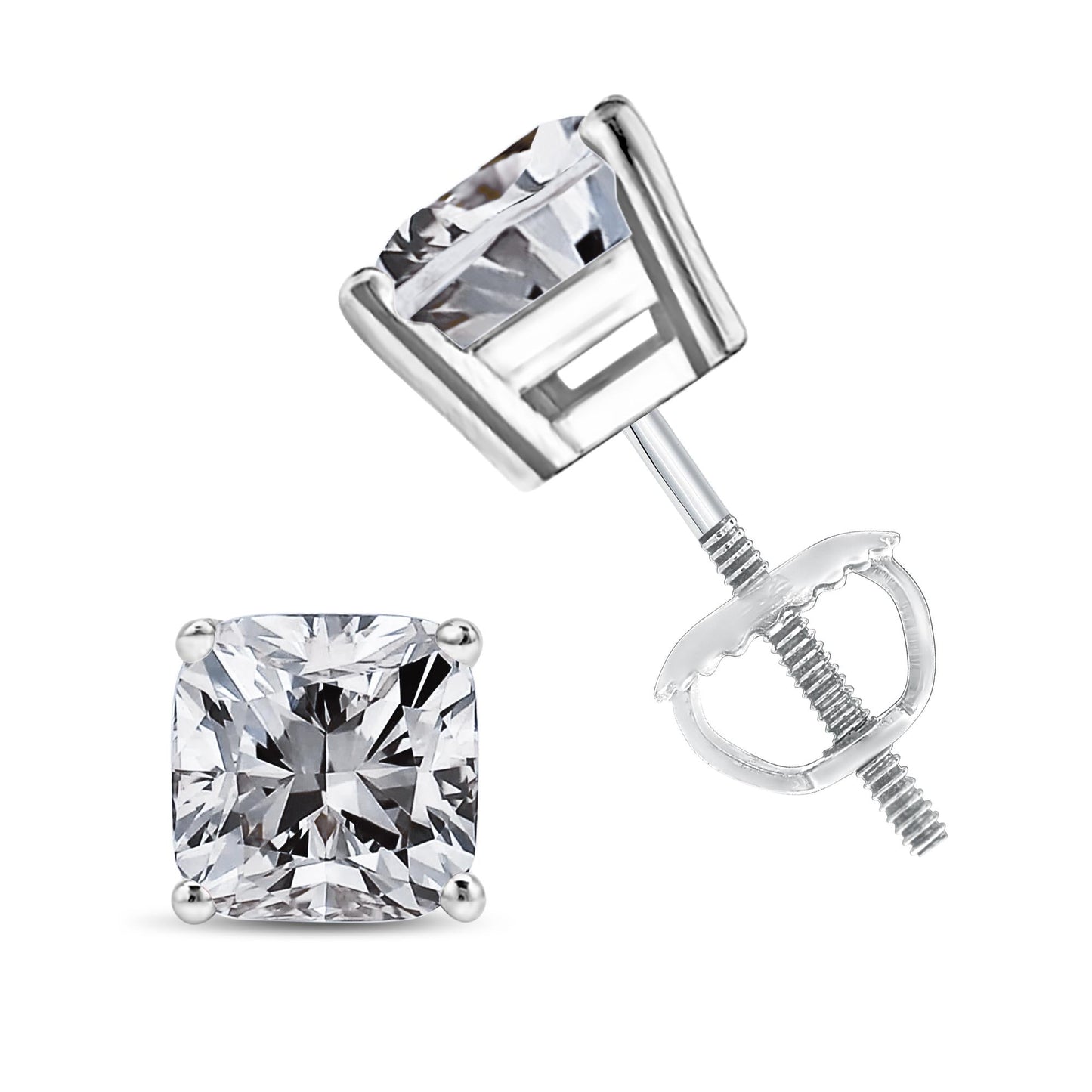 14K White Gold 1 1/2 Cttw Clarity Enhanced Princess Cut Diamond Solitaire Stud