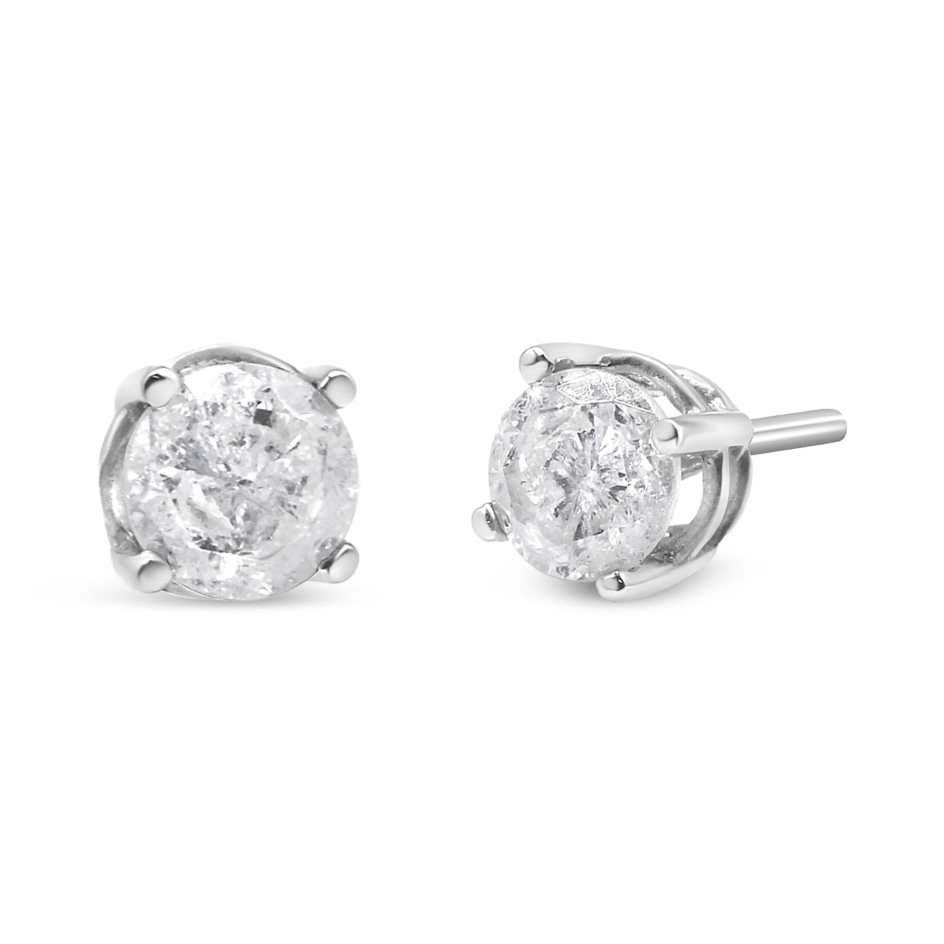 .925 Sterling Silver 4-Prong Round-cut ’Salt and Pepper’ Diamond Classic