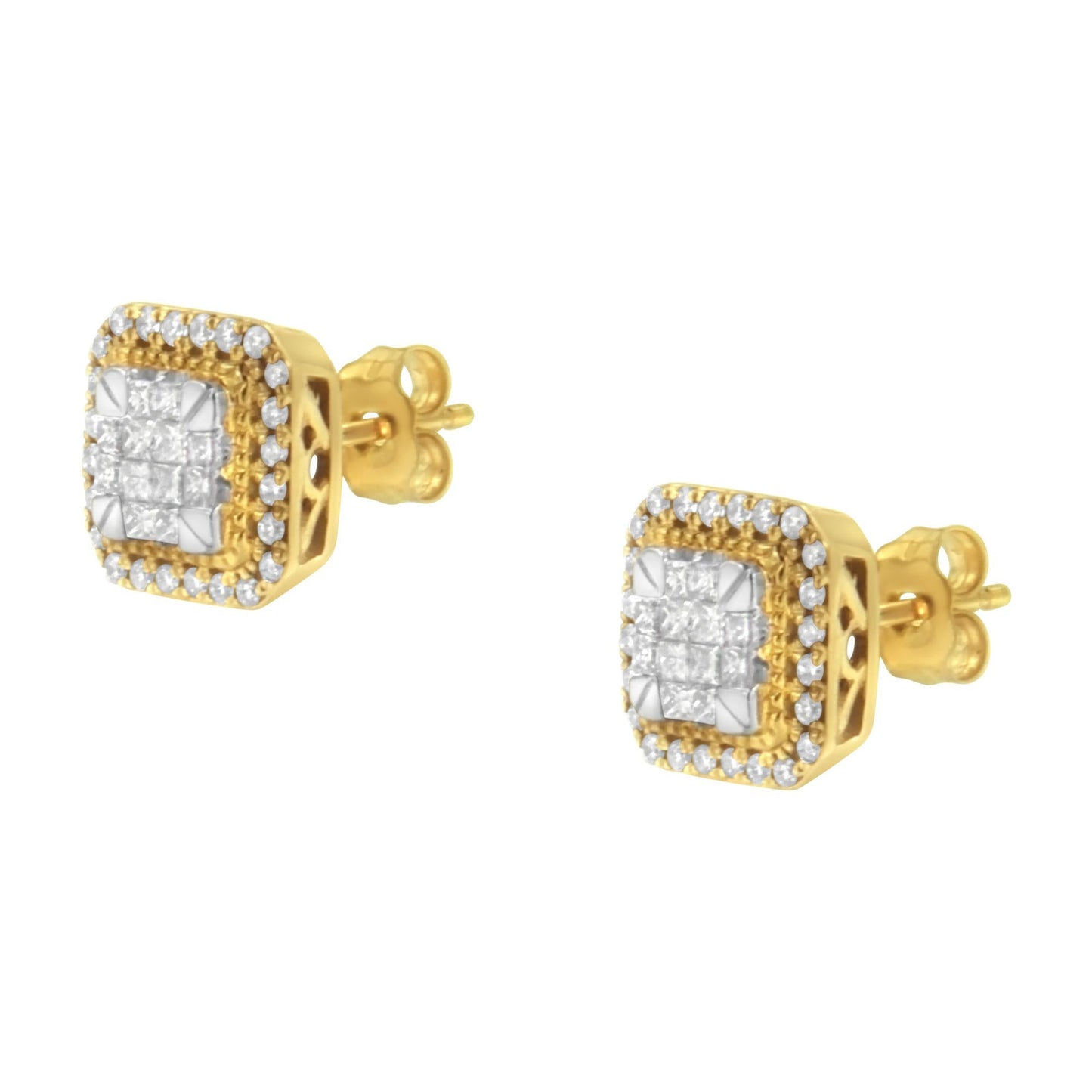 10KT Yellow Gold Diamond Stud Earrings (1/2 cttw H-I Color SI2-I1 Clarity)