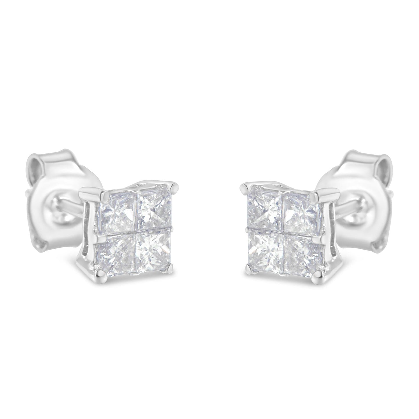 10K White Gold Diamond Stud Earrings (3/4 cttw, H-I Color, SI2-I1 Clarity)