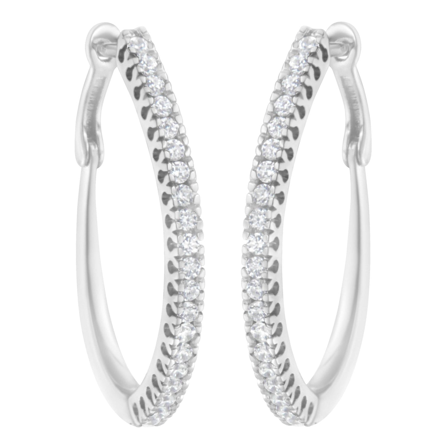 10KT White Gold 1/2 cttw Diamond Hoop Earrings (I-J, I2-I3)