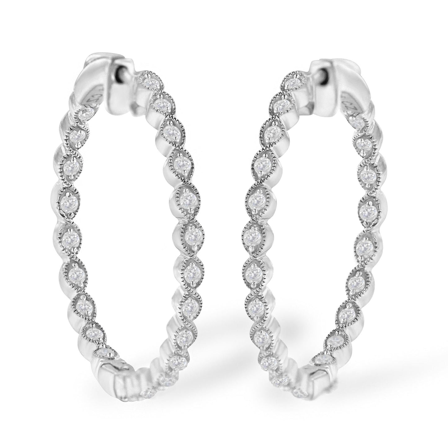 Sterling-Silver Diamond Hoop Earring (3/4 cttw I-J Color I3 Clarity)