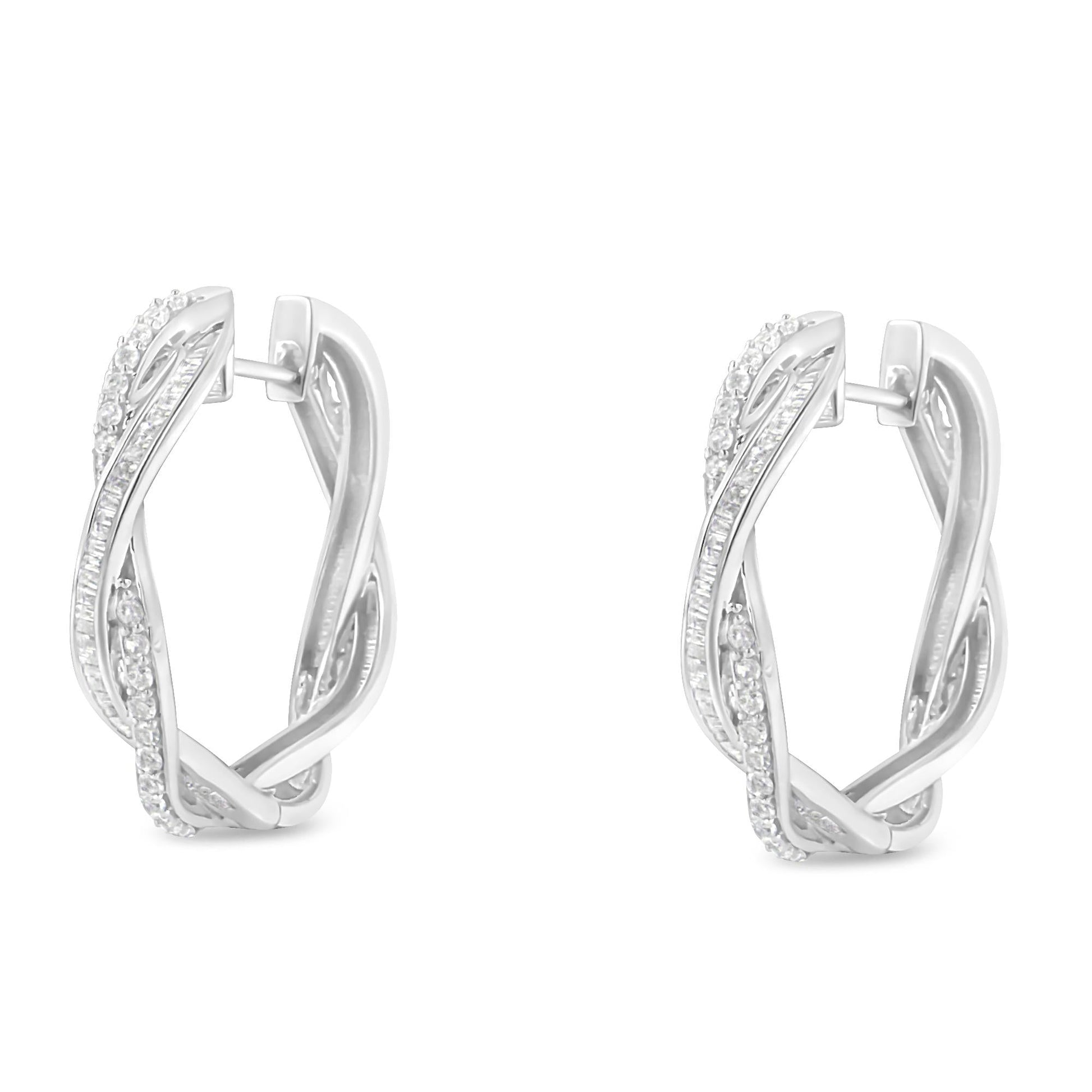 Sterling-Silver Diamond Hoop Earring (0.75 cttw I-J Color I2-I3 Clarity)