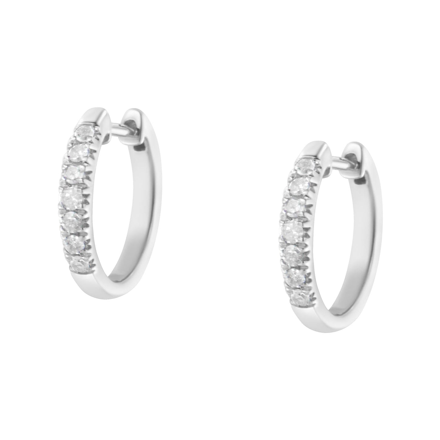 .925 Sterling Silver 1/4 Cttw Diamond Hoop Earrings (I-J Color I3 Clarity)