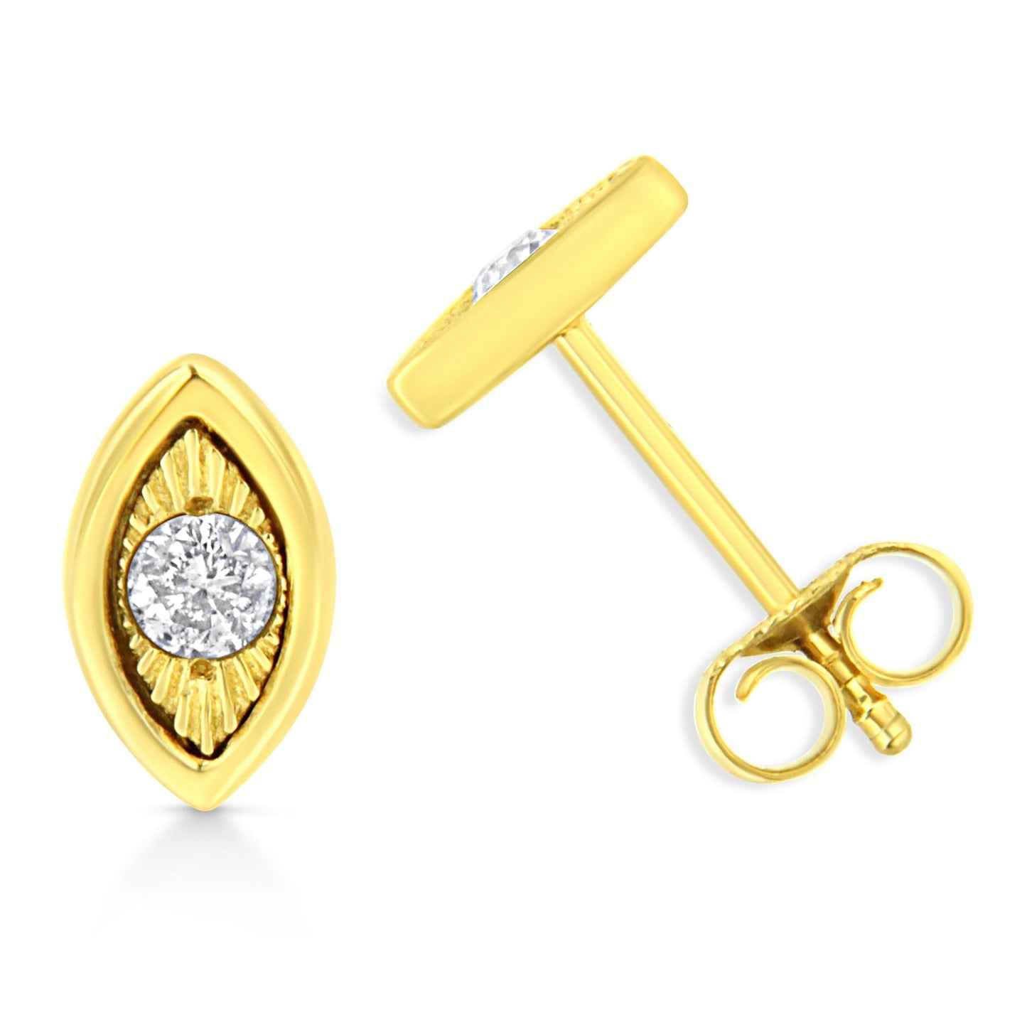 10K Yellow Gold Plated.925 Sterling Silver 1/10 Cttw Miracle-Set Diamond Stud