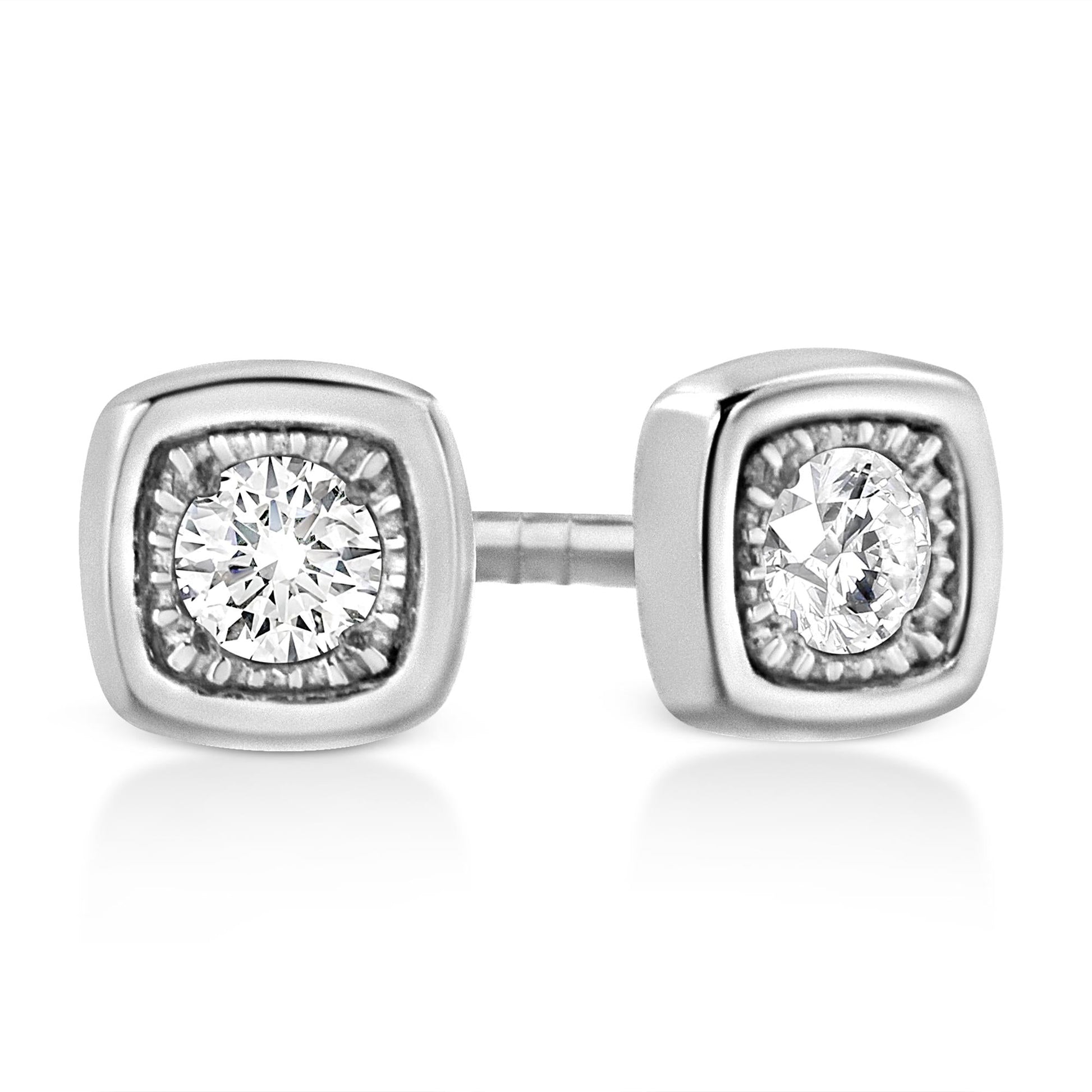 .925 Sterling Silver 1/10 Cttw Miracle-Set Diamond Stud Earrings (I-J Color