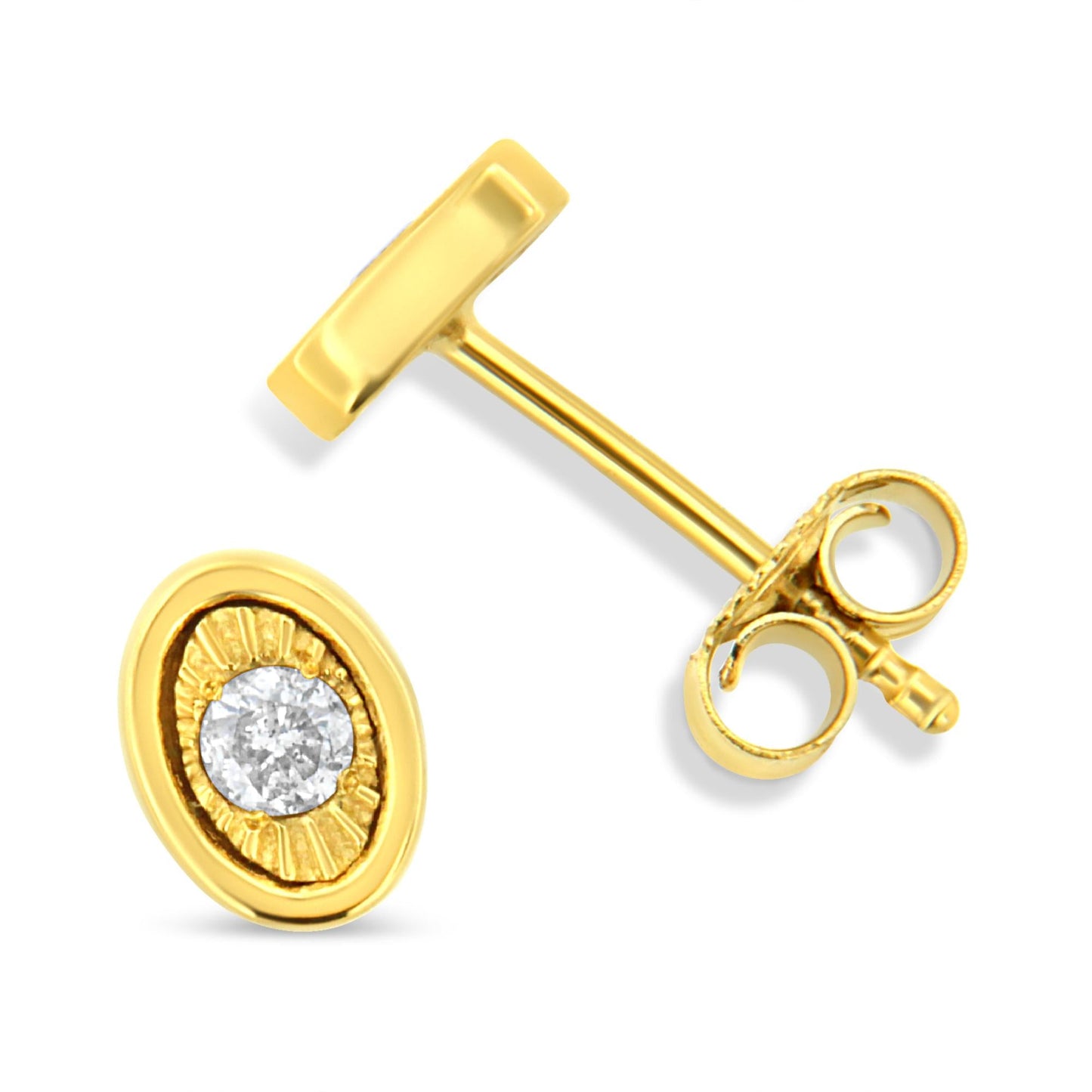 10K Yellow Gold Plated.925 Sterling Silver 1/10 Cttw Miracle-Set Diamond Stud