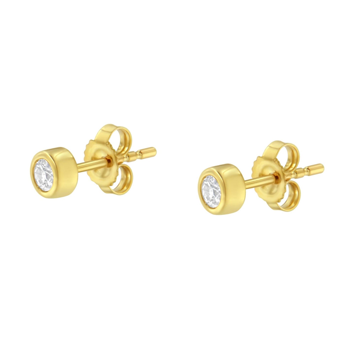 10K Gold 0.15 Cttw Round Brilliant-Cut Near Colorless Diamond Bezel-Set Stud