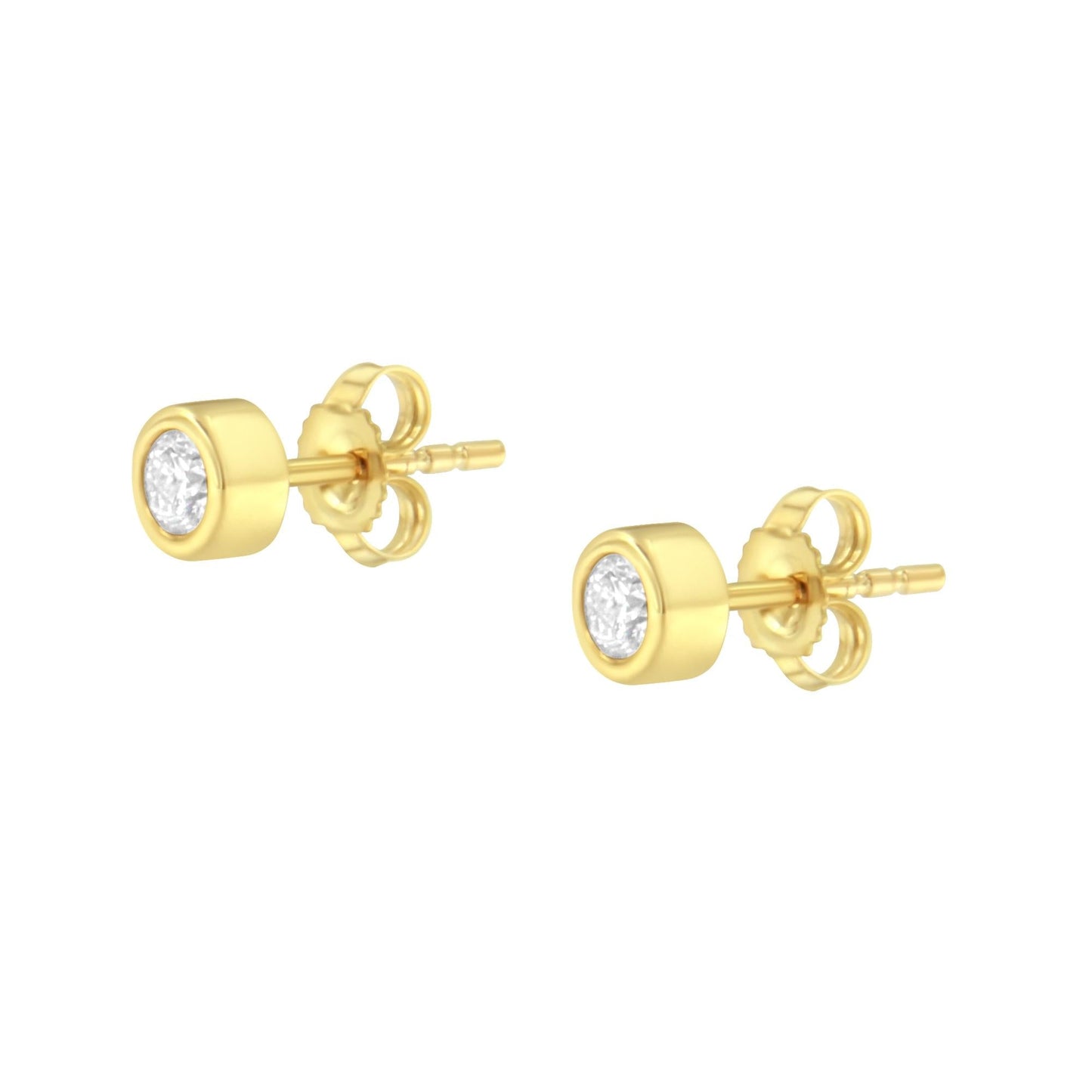 10K Gold 1/4 Cttw Round Brilliant-Cut Near Colorless Diamond Bezel-Set Stud